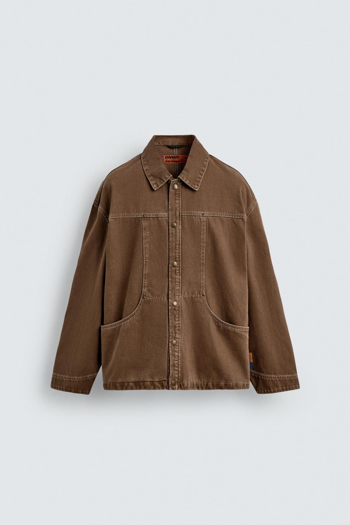 자라 코튼 포켓 브라운 워시드 스트럭처 오버셔츠 6987/302 LIGHT BROWN - 메인 이미지