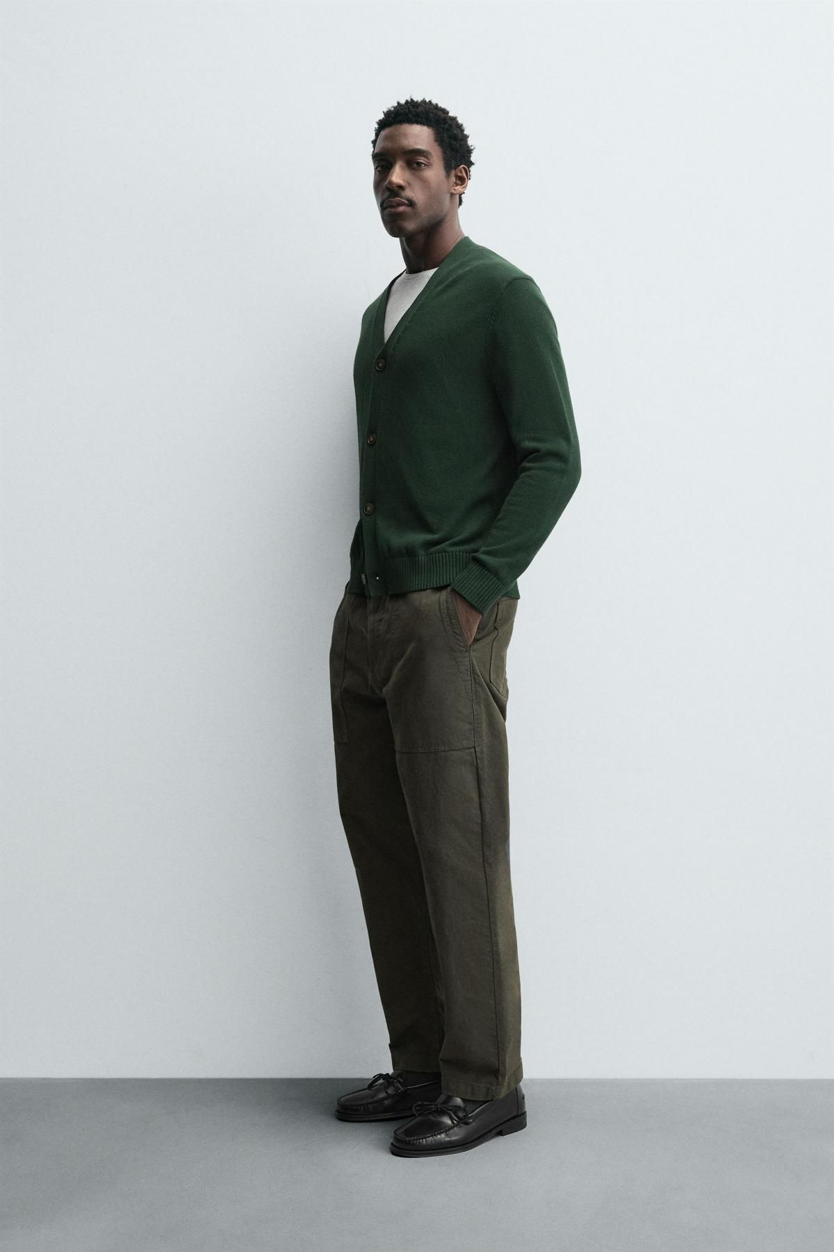 자라 워시드 코튼 테크니컬 스트레이트핏 팬츠 7147/435 DARK KHAKI - 상세 이미지 5