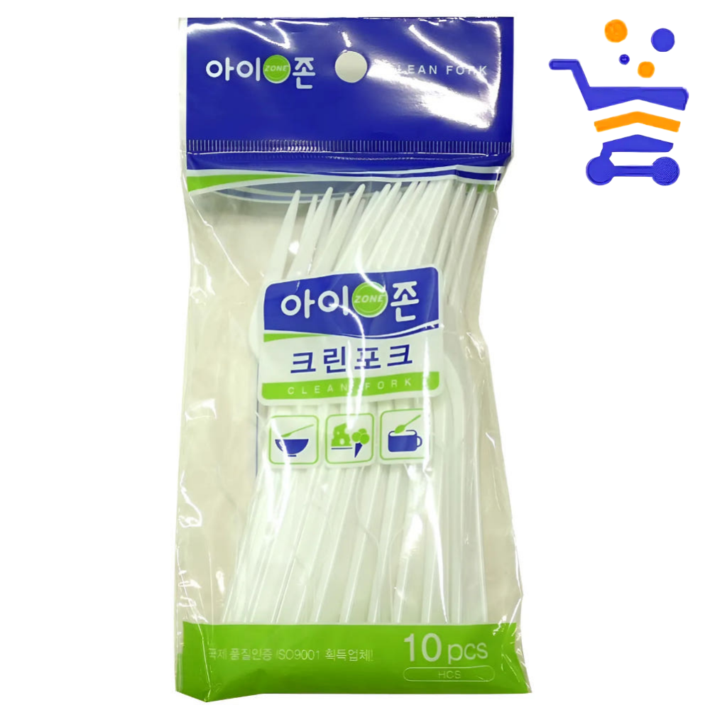 국산 아이존 일회용포크 10개 백색 (0294) 캠핑 피크닉 행사 업소 배달 포장 식기 - 상품 이미지