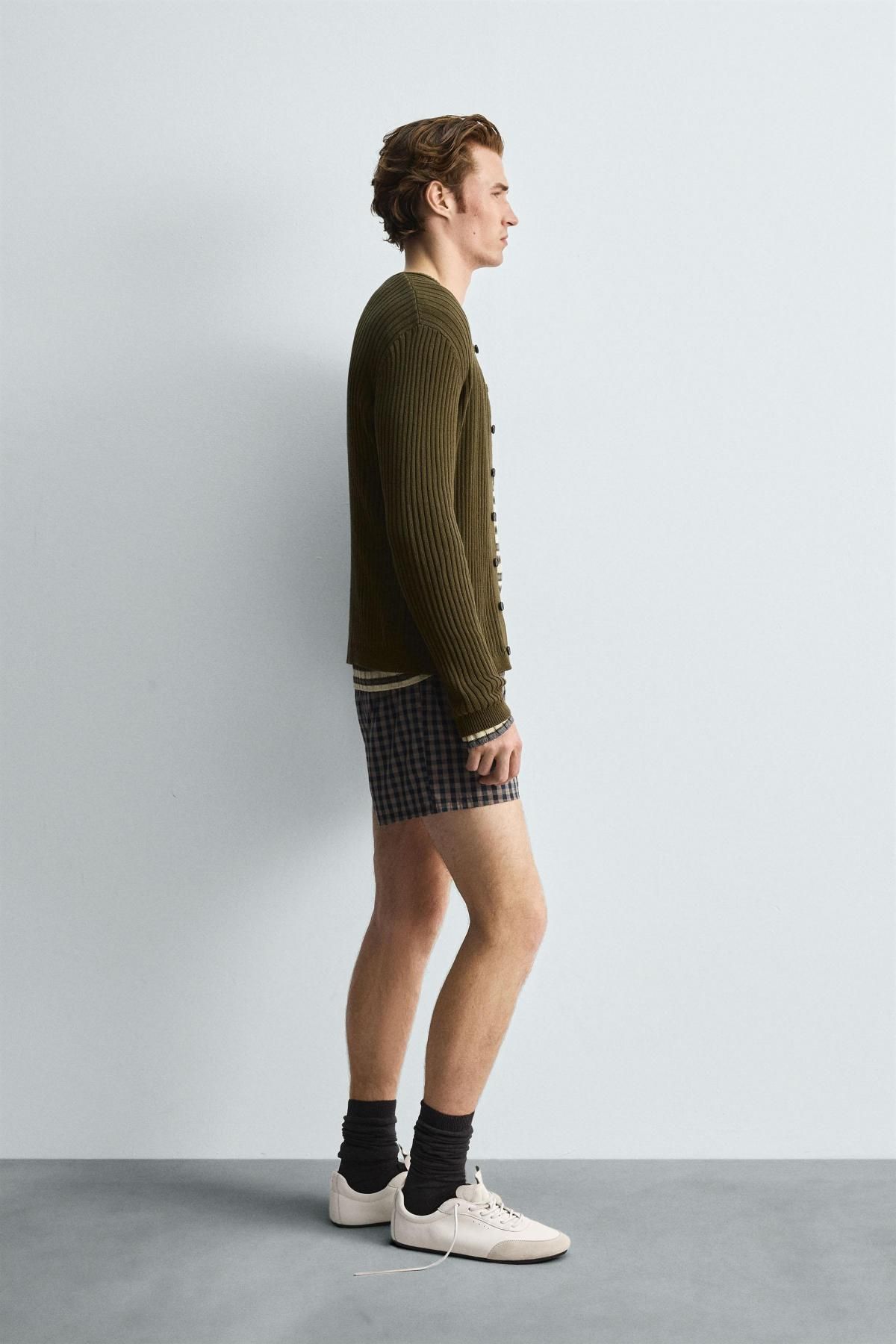 자라 리브 니트 라운드 카디건 6674/321 KHAKI - 상세 이미지 5