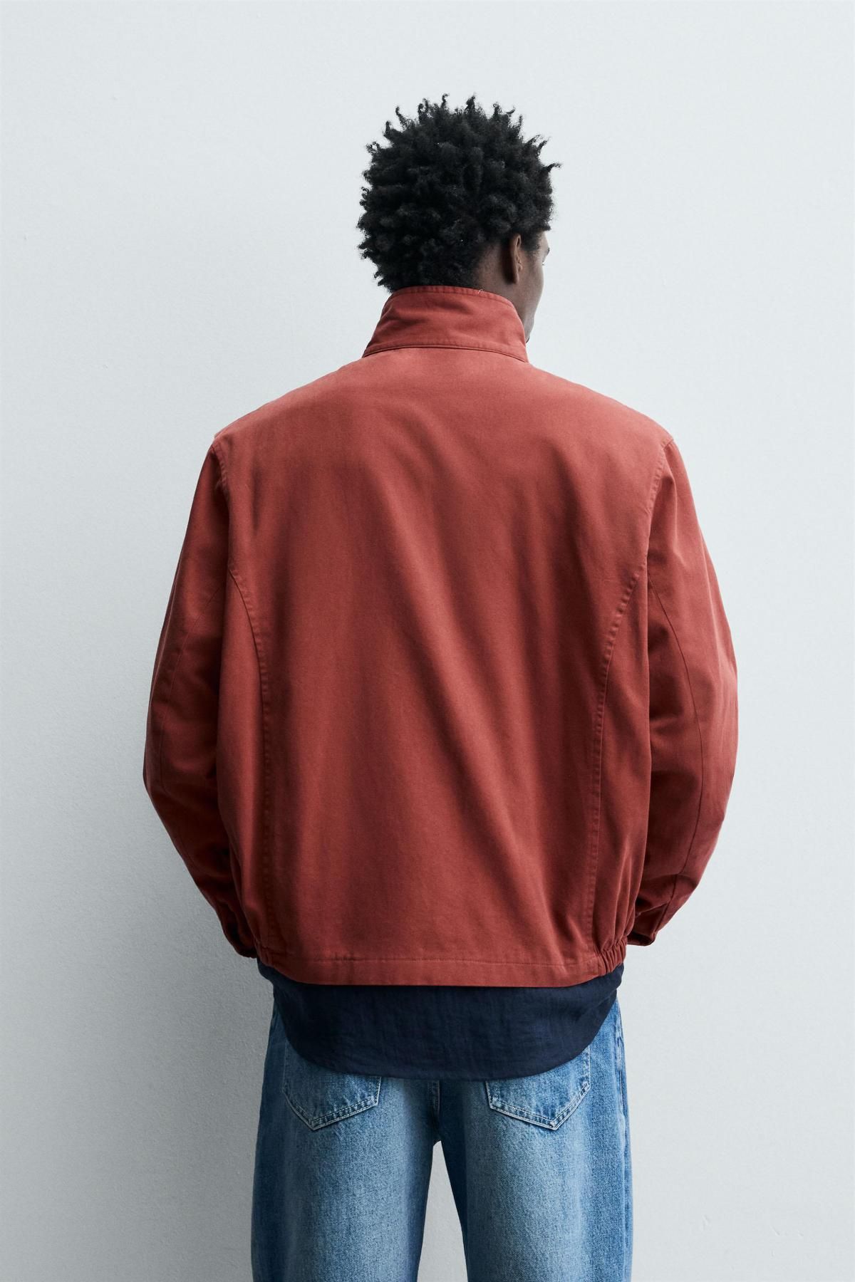자라 브릭 라이트웨이트 코튼 집업 재킷 6410/101 DARK RED - 상세 이미지 4
