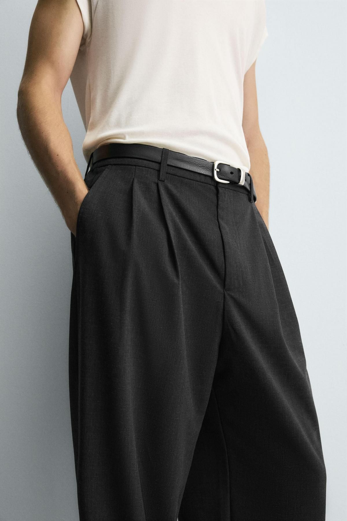 자라 테크니컬 플리츠 와이드 팬츠 5070/401 ANTHRACITE GREY 이미지 6