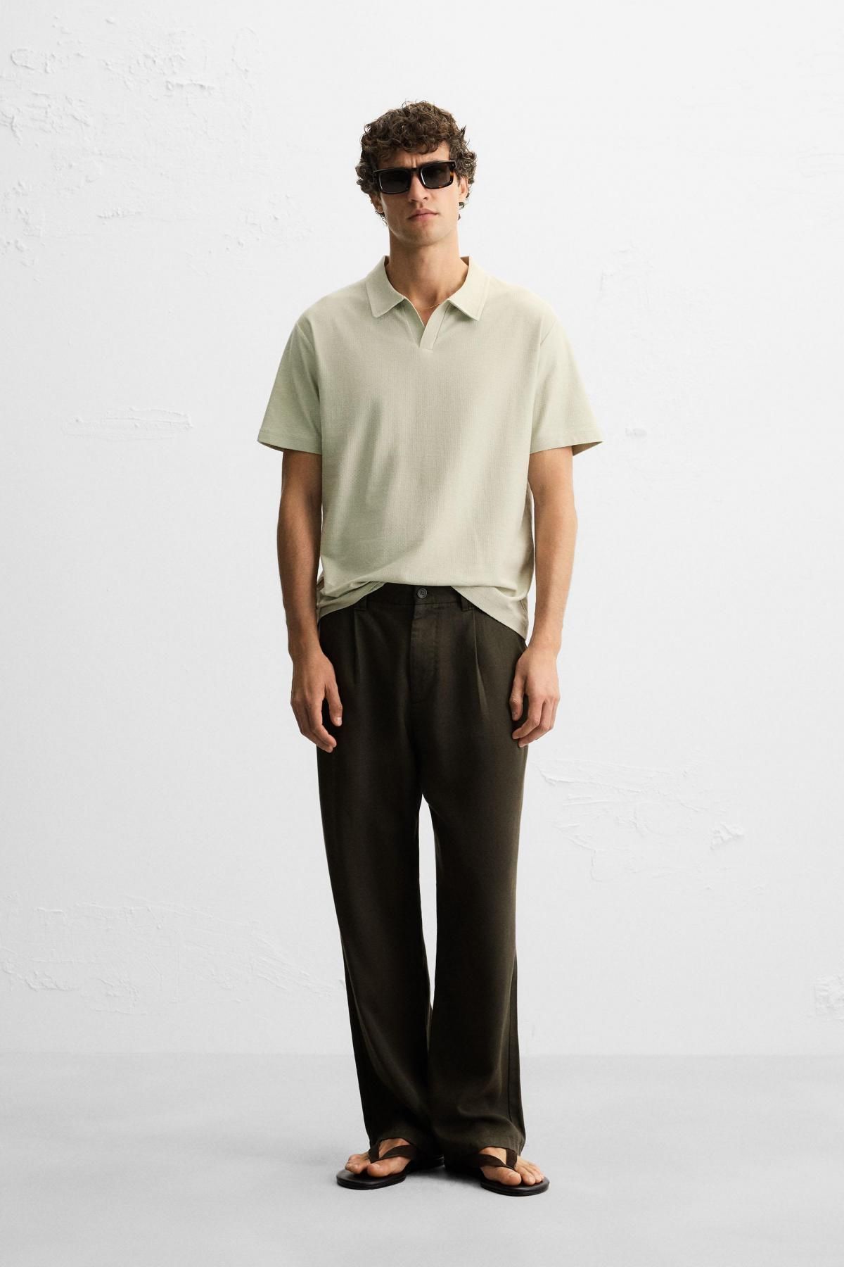 자라 텍스처 미니멀 반팔 폴로 셔츠 5372/301 LIGHT GREEN - 상세 이미지 2