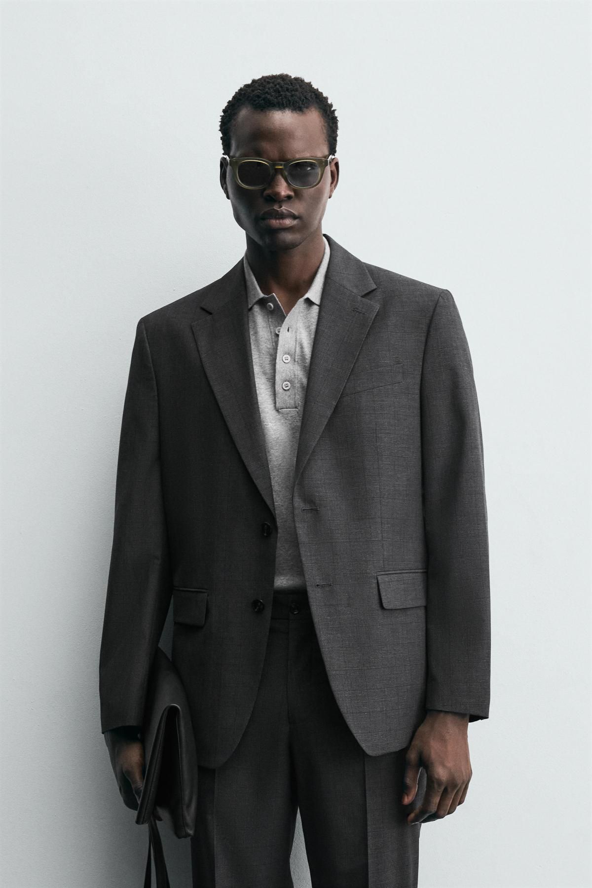 자라 체크 클래식 테일러드 블레이저 1564/350 ANTHRACITE GREY - 상세 이미지 3