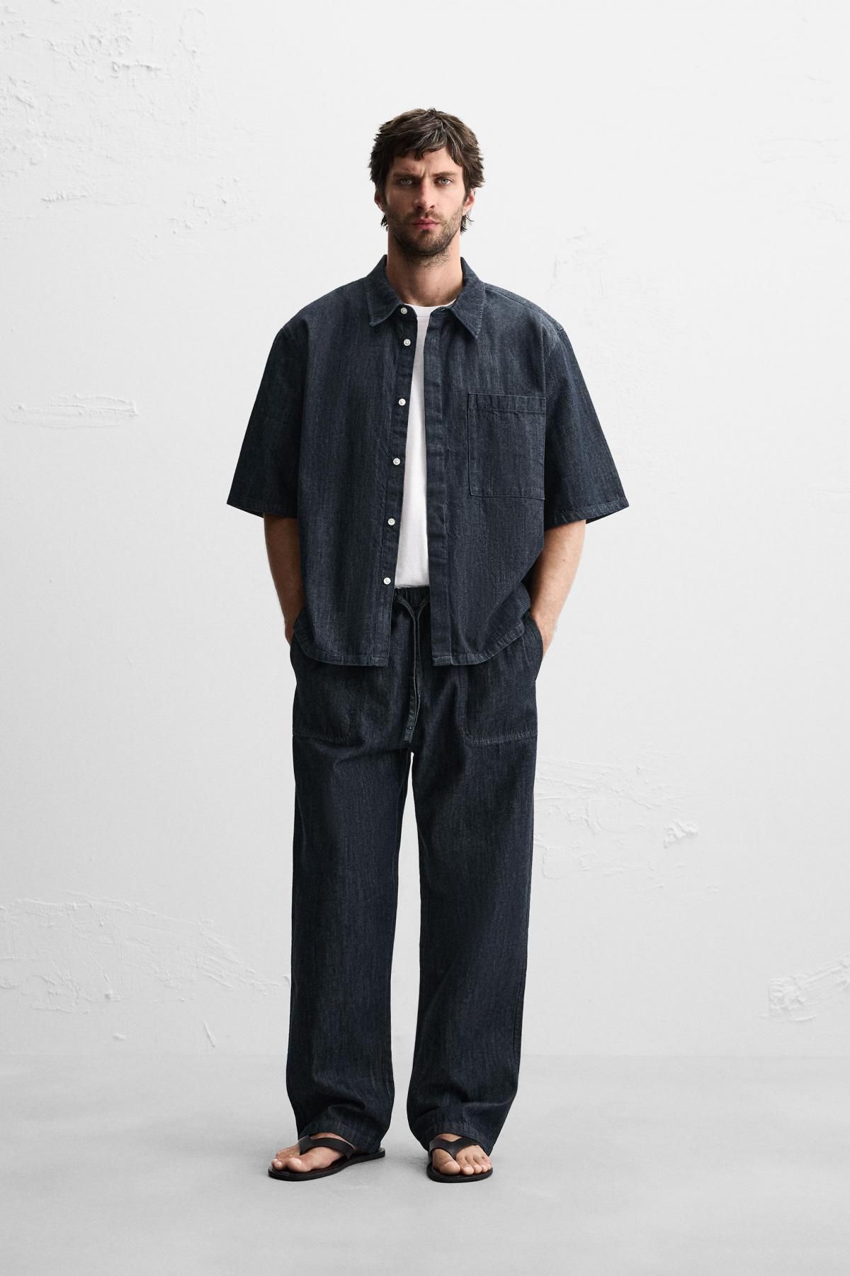자라 데님 릴랙스핏 반팔 셔츠 1820/320 INDIGO - 상세 이미지 2