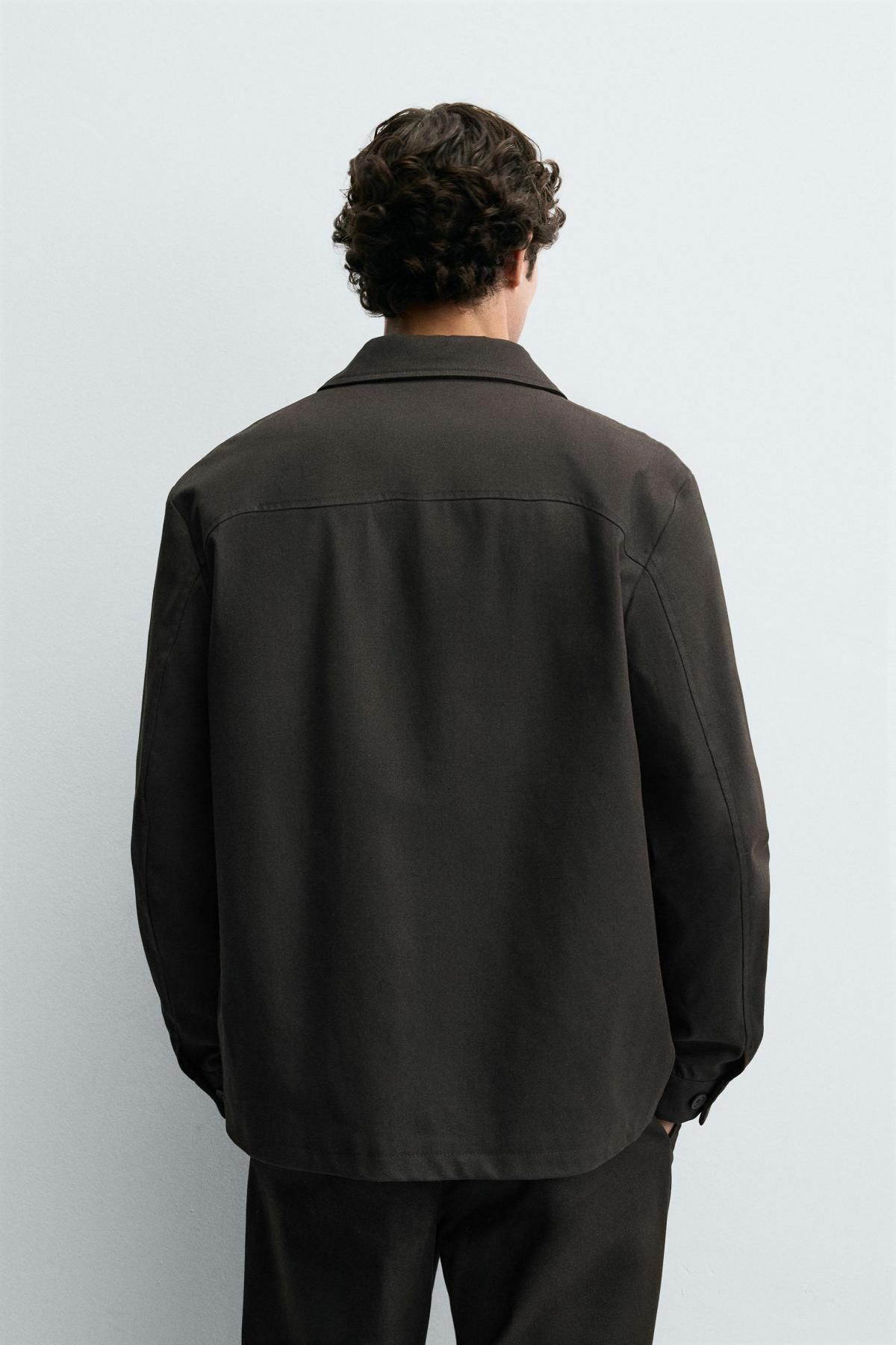 자라 테크니컬 릴랙스핏 트윌 오버셔츠 6747/816 DARK BROWN - 상세 이미지 4