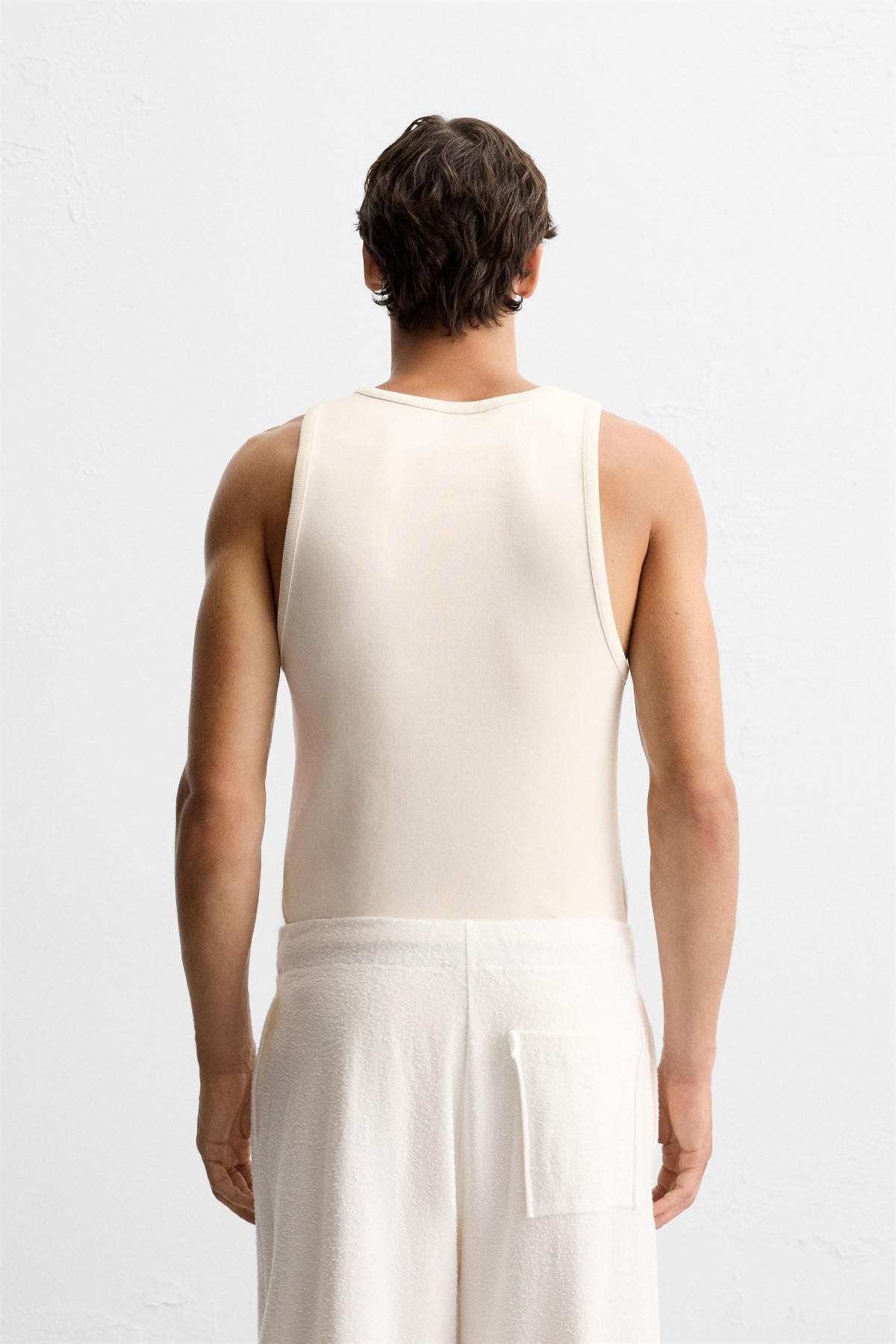 자라 리브드 슬림핏 민소매 탱크탑 5644/117 BEIGE - 상세 이미지 4