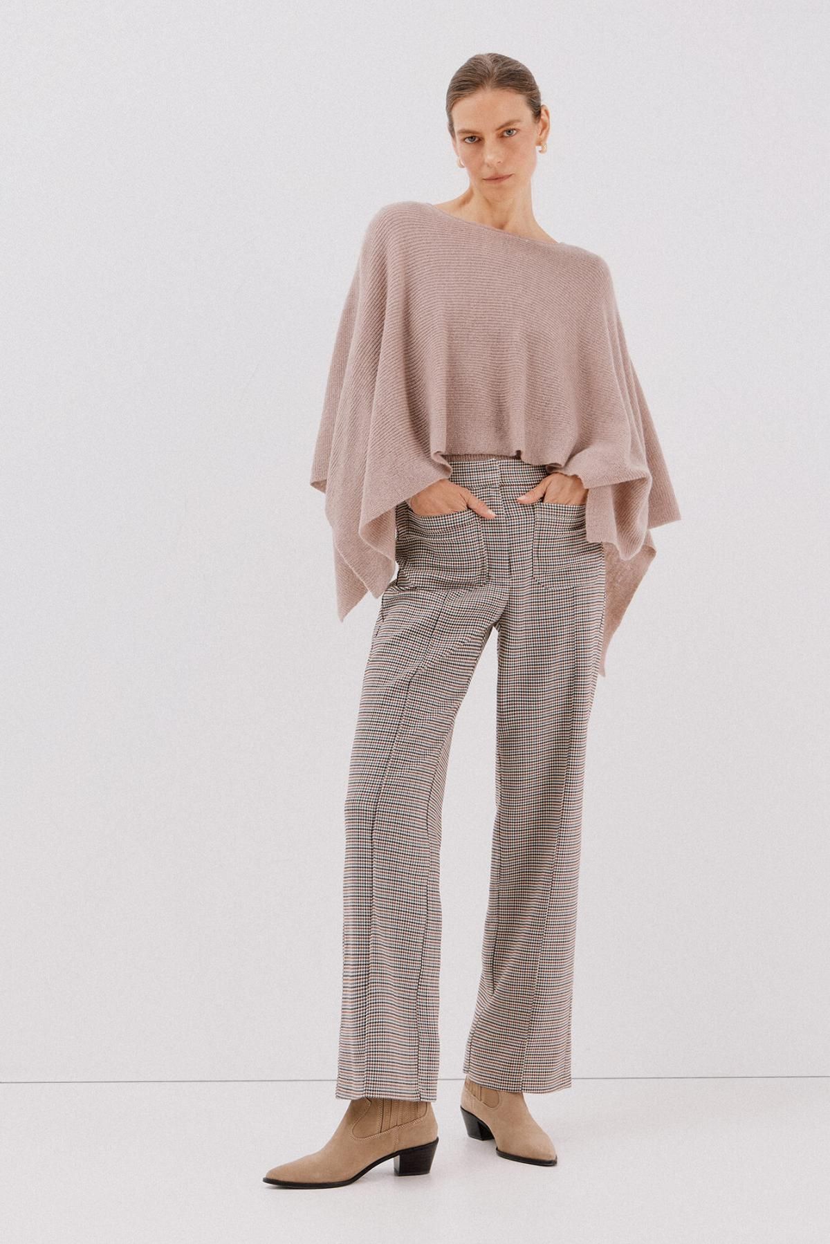 꼬르떼피엘 체크 패턴 하이웨이스트 스트레이트 팬츠 8292557 ESTAMPADO GRANATE - 상세 이미지 2