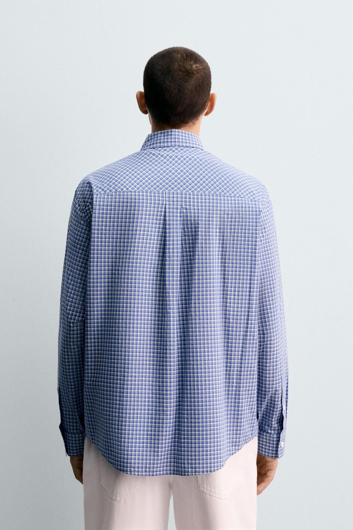 자라 체크 레귤러핏 코튼 긴팔 셔츠 5588/749 BLUE - 상세 이미지 4