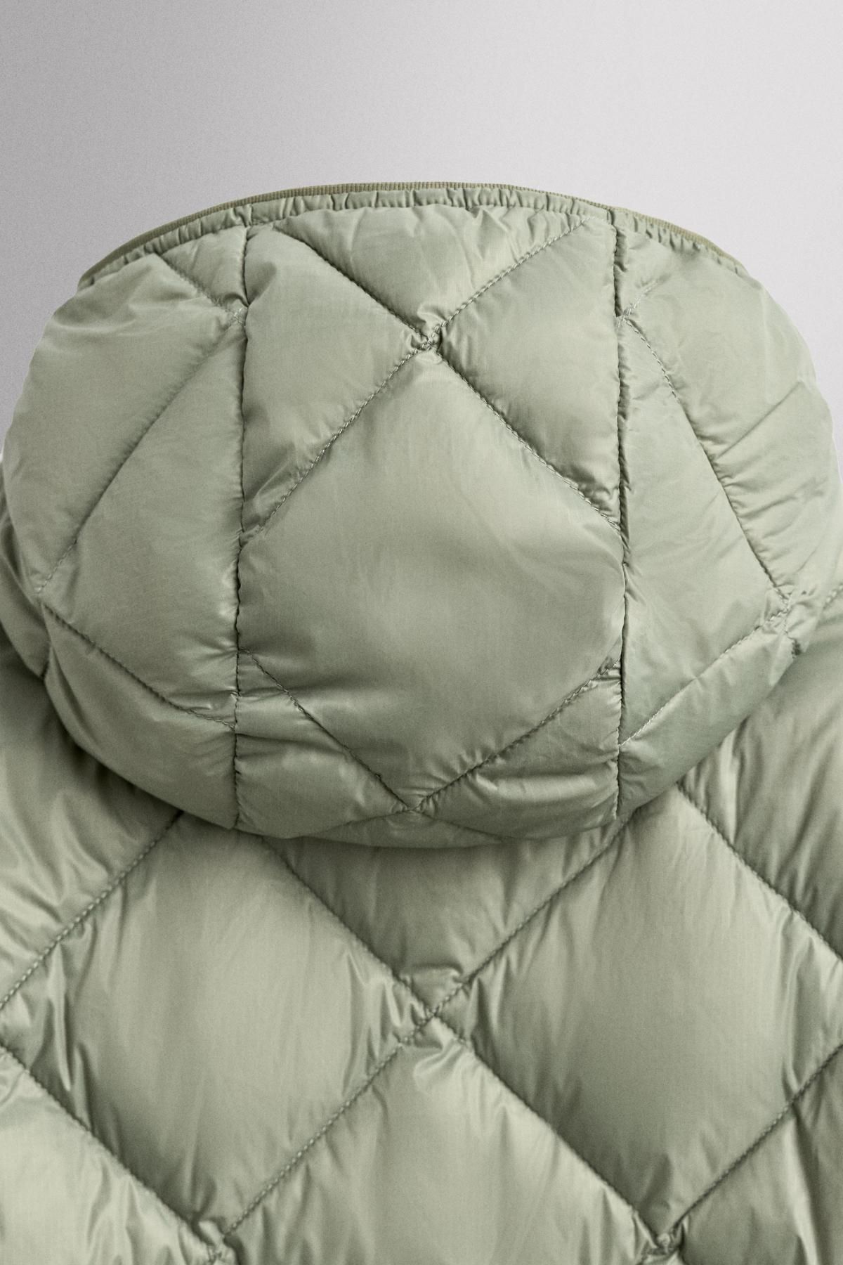 자라 100 페더 다운 후드 패딩 재킷 3286/307 LIGHT GREEN - 상세 이미지 4