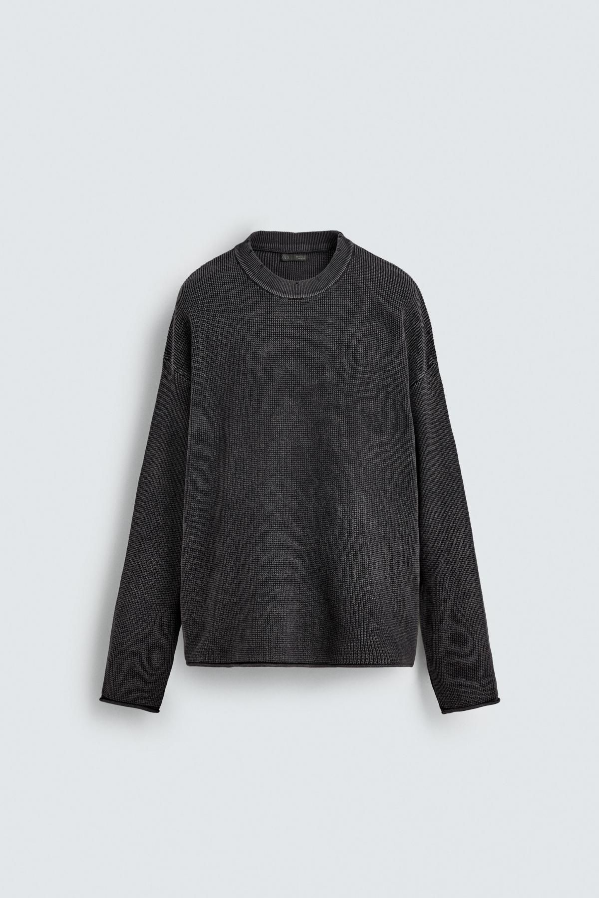 자라 와플니트 텍스처 라운드넥 스웨터 9598/330 FADED NAVY - 메인 이미지