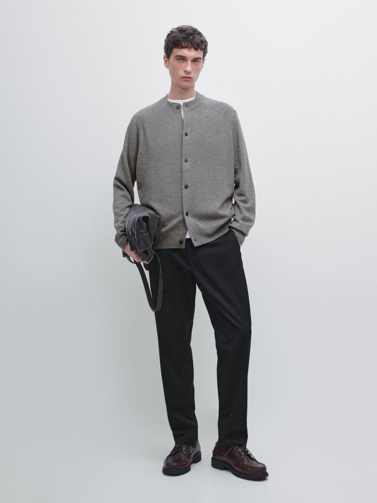 마시모두띠 프리미엄 울 래글런 하이넥 버튼업 가디건 1029/222 ANTHRACITE GREY - 상세 이미지 2