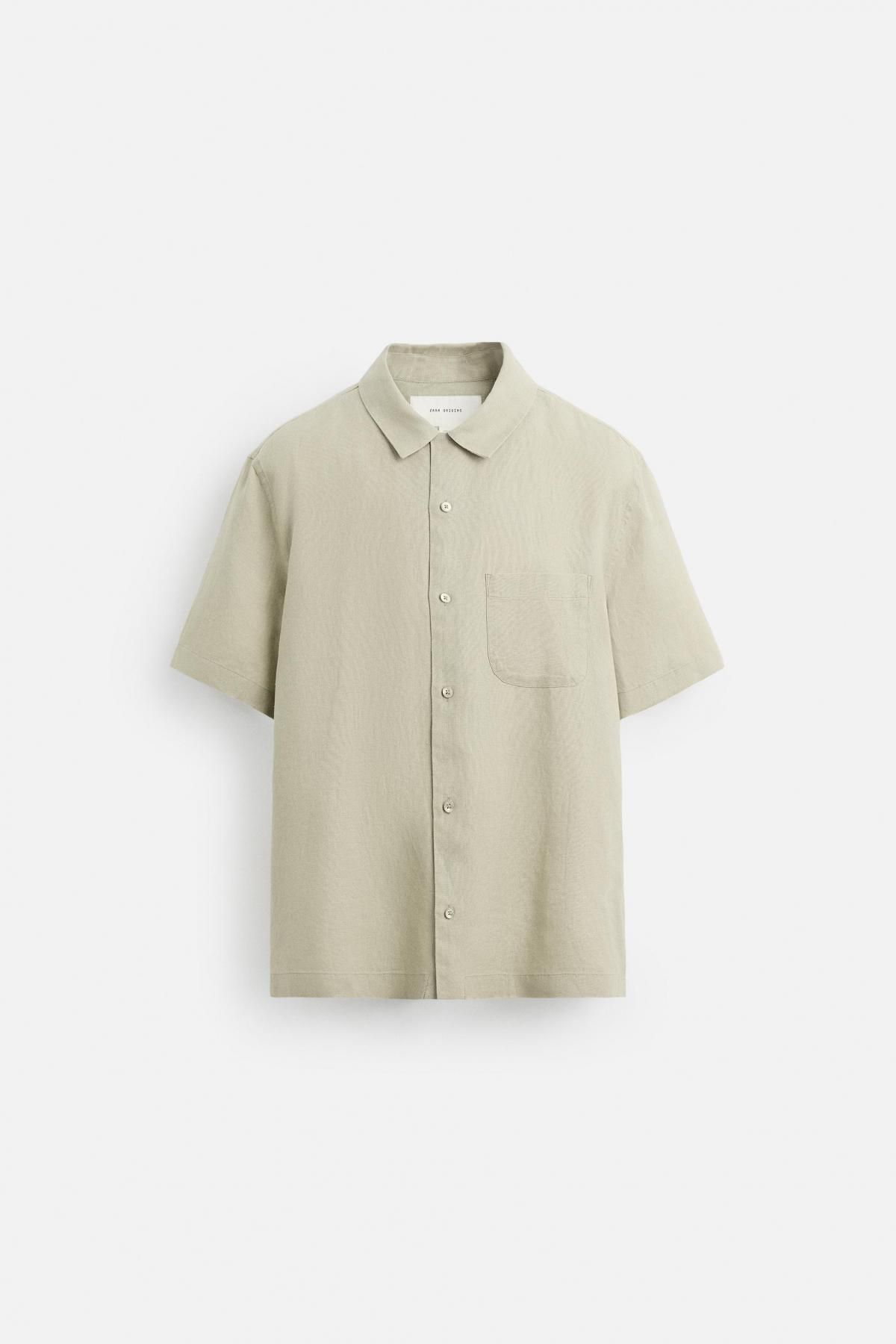 자라 리넨 쿨링 반팔 셔츠 4336/181 LIGHT BEIGE - 메인 이미지