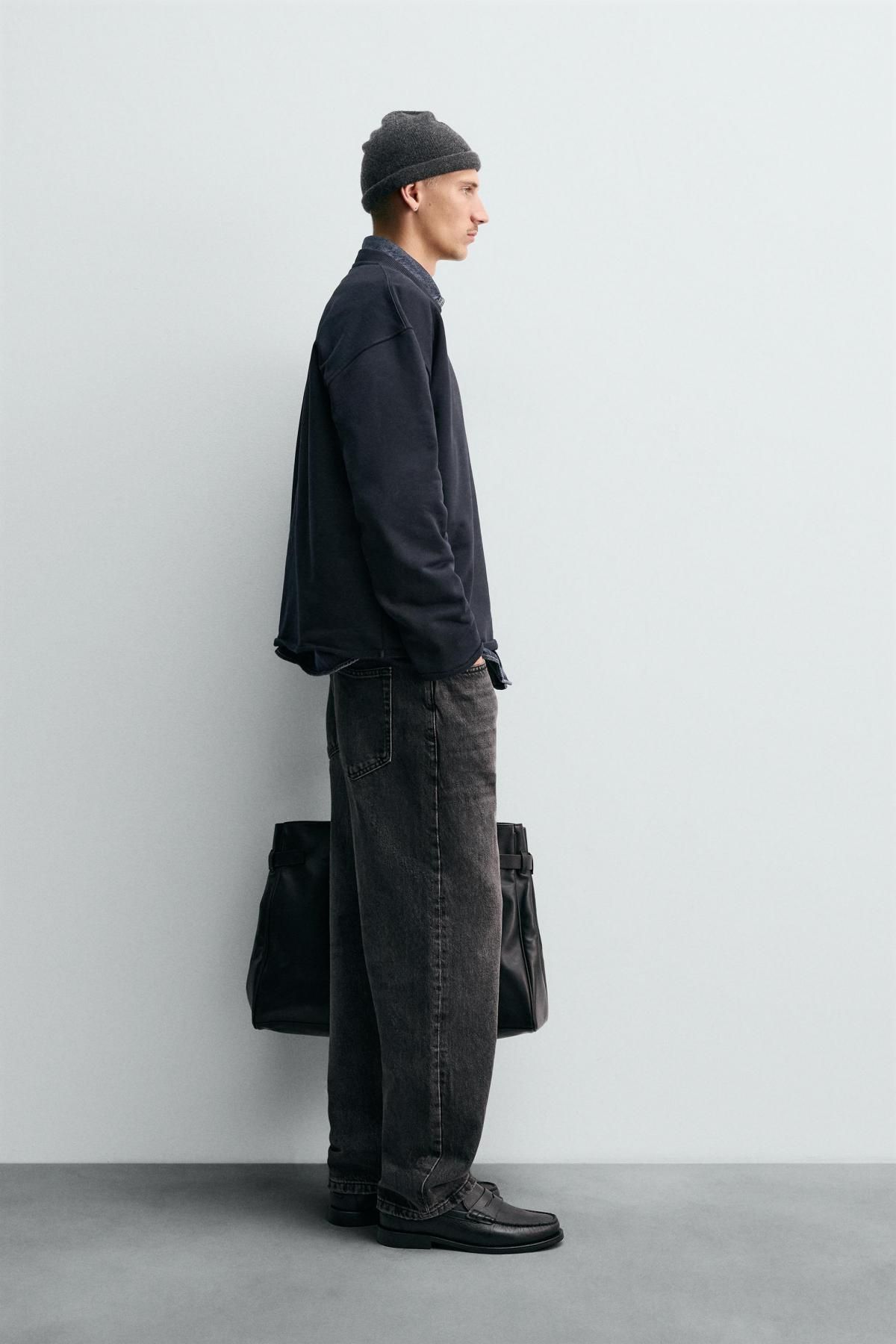 자라 불규칙 마감 크루넥 스웨트셔츠 4087/383 DARK NAVY - 상세 이미지 5