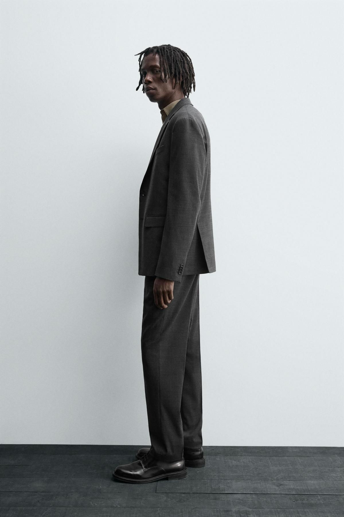 자라 테크니컬 텍스처 레귤러핏 정장 팬츠 5747/418 ANTHRACITE GREY - 상세 이미지 4