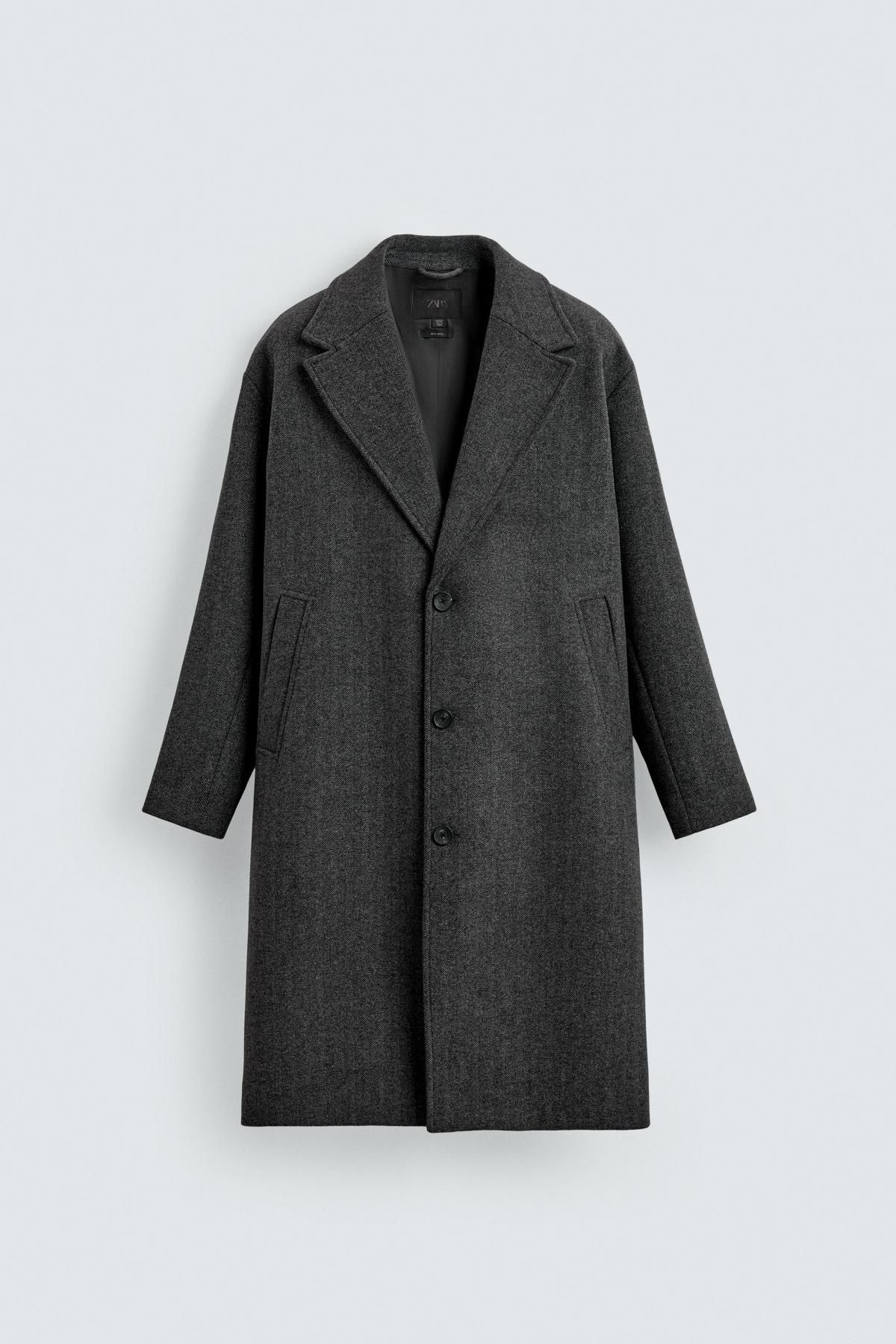 자라 테크니컬 헤링본 울 블렌드 싱글 코트 5070/250 ANTHRACITE GREY - 메인 이미지