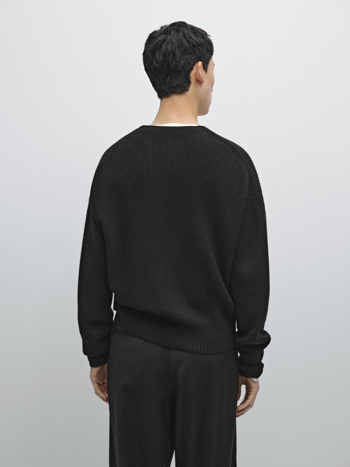 마시모두띠 미니멀 울블렌드 브이넥 니트 가디건 0971/700 BLACK - 상세 이미지 4
