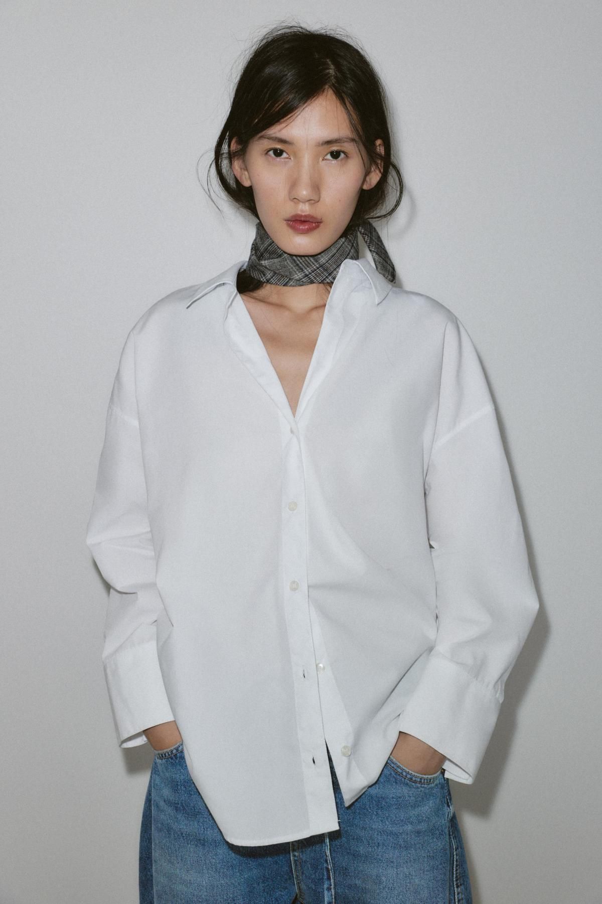자라 베이직 오버핏 화이트 포플린 셔츠 2157/033 WHITE - 상세 이미지 3