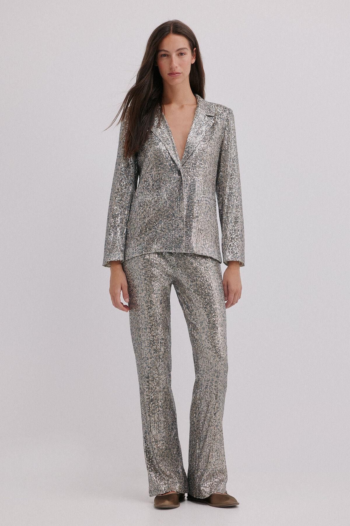 호스 인트로피아 시퀸 글리터 부츠컷 팬츠 6542819 GRIS - 상세 이미지 2