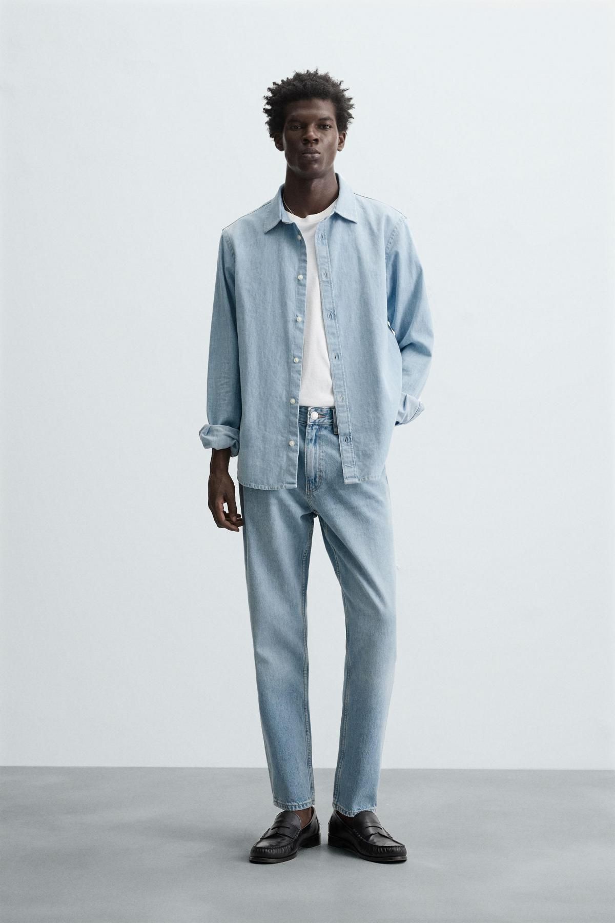 자라 연청 슬림핏 테이퍼드 청바지 4060/303 LIGHT BLUE - 상세 이미지 2