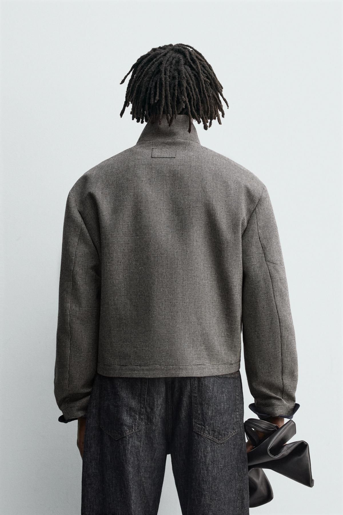 자라 테크니컬 하운드투스 집업 오버셔츠 1034/635 BLACK / ECRU - 상세 이미지 4