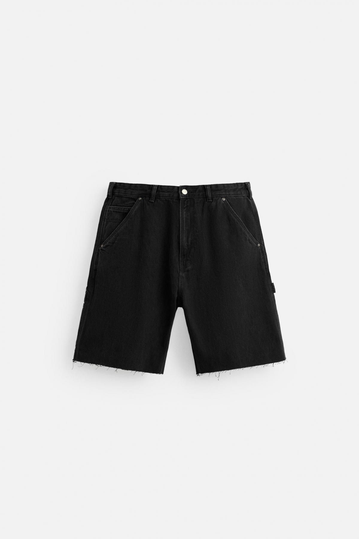 자라 테크니컬 블랙 카펜터 데님 버뮤다 반바지 4806/389 BLACK - 상품 이미지
