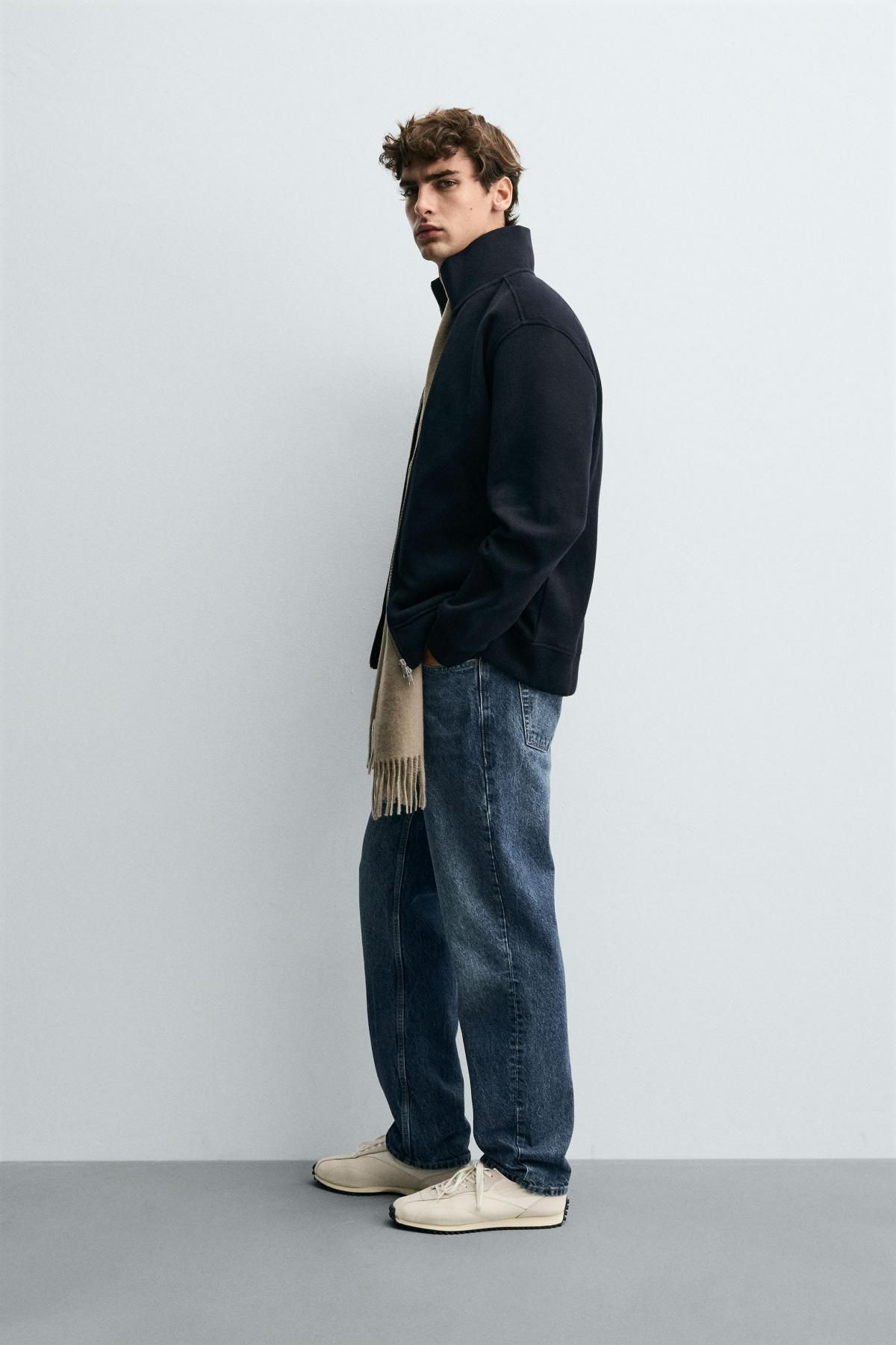 자라 테크니컬 골지 집업 재킷 0526/324 NAVY BLUE - 상세 이미지 5