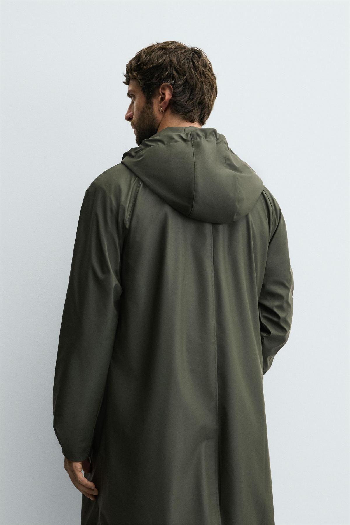 자라 테크니컬 러버라이즈 후드 파카 1437/552 DARK KHAKI - 상세 이미지 4