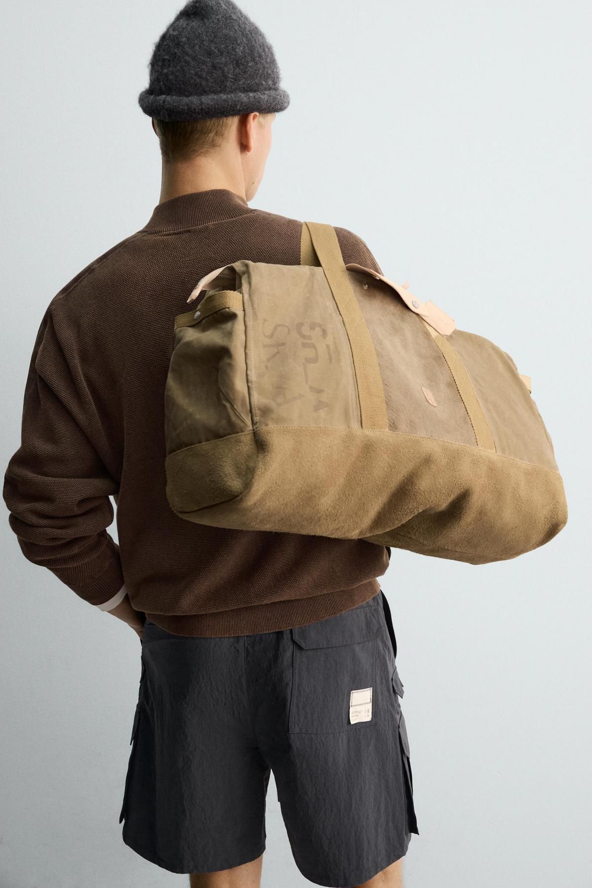 자라 프리미엄 코튼 패브릭 토트백 3358/620 SAND BROWN - 상세 이미지 4
