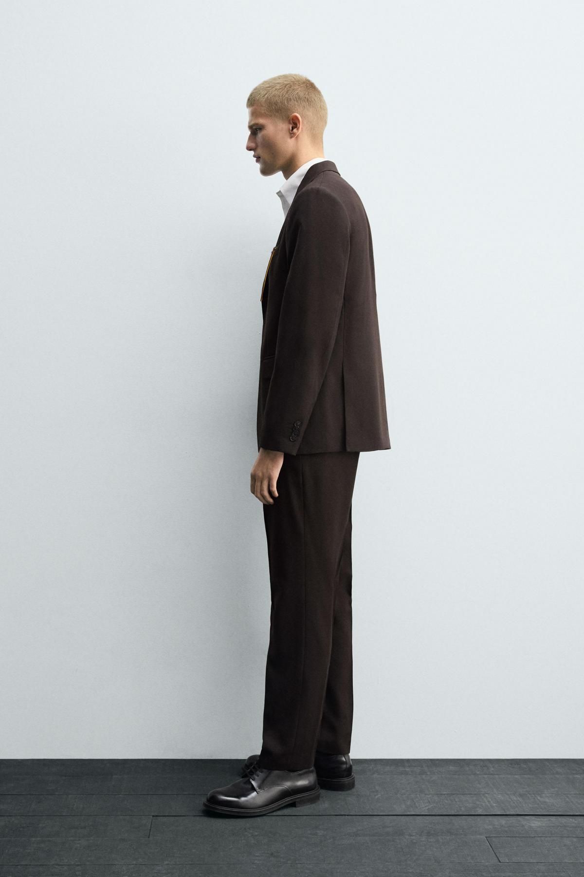 자라 슬림핏 울 블렌드 테일러드 슬랙스 팬츠 5747/557 BROWN - 상세 이미지 4