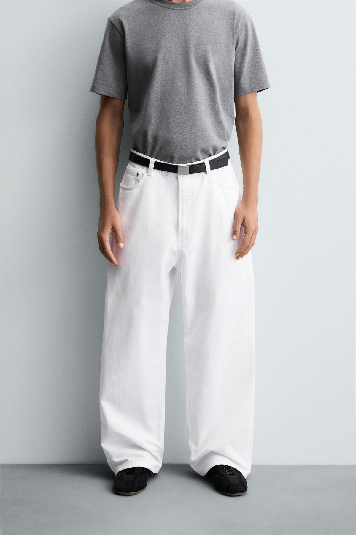 자라 와이드핏 배기 데님 팬츠 1063/350 WHITE - 메인 이미지