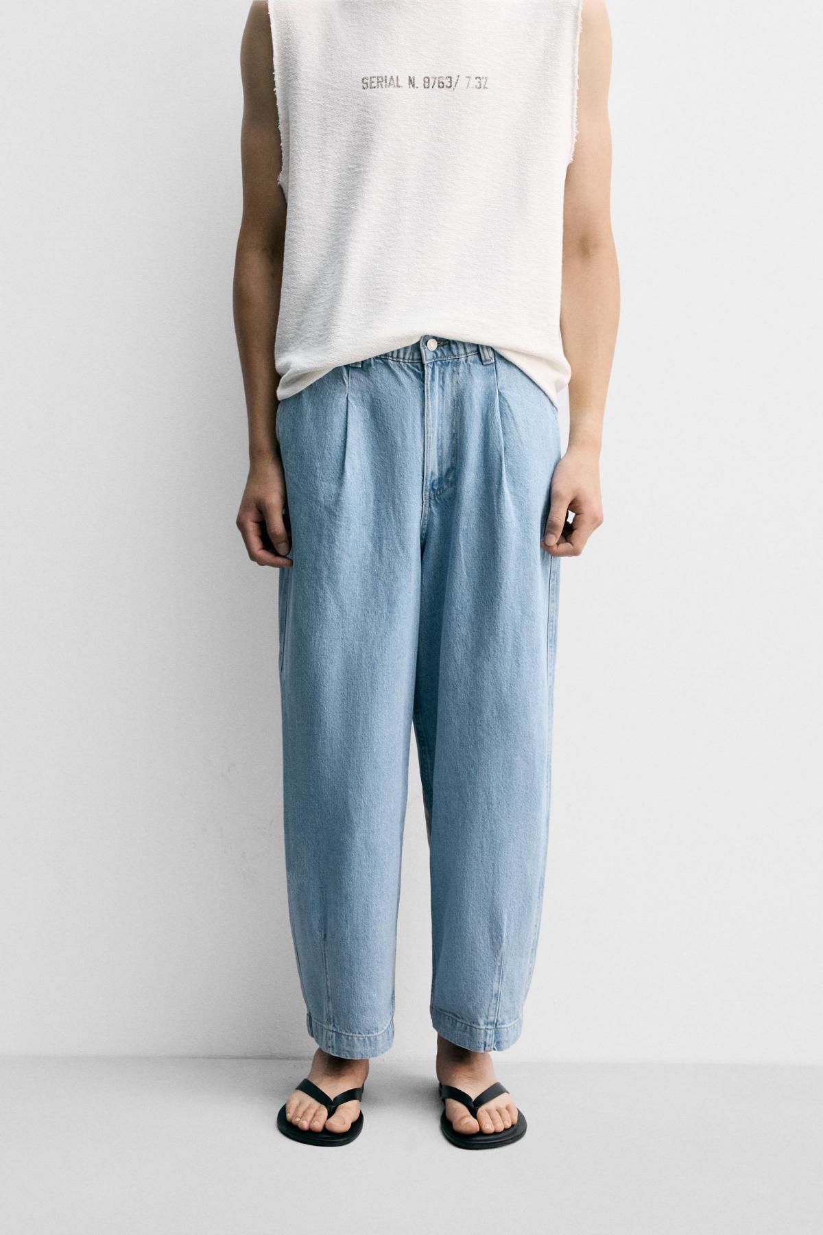 자라 와이드핏 데님 테크니컬 치노 팬츠 4365/343 LIGHT BLUE - 메인 이미지