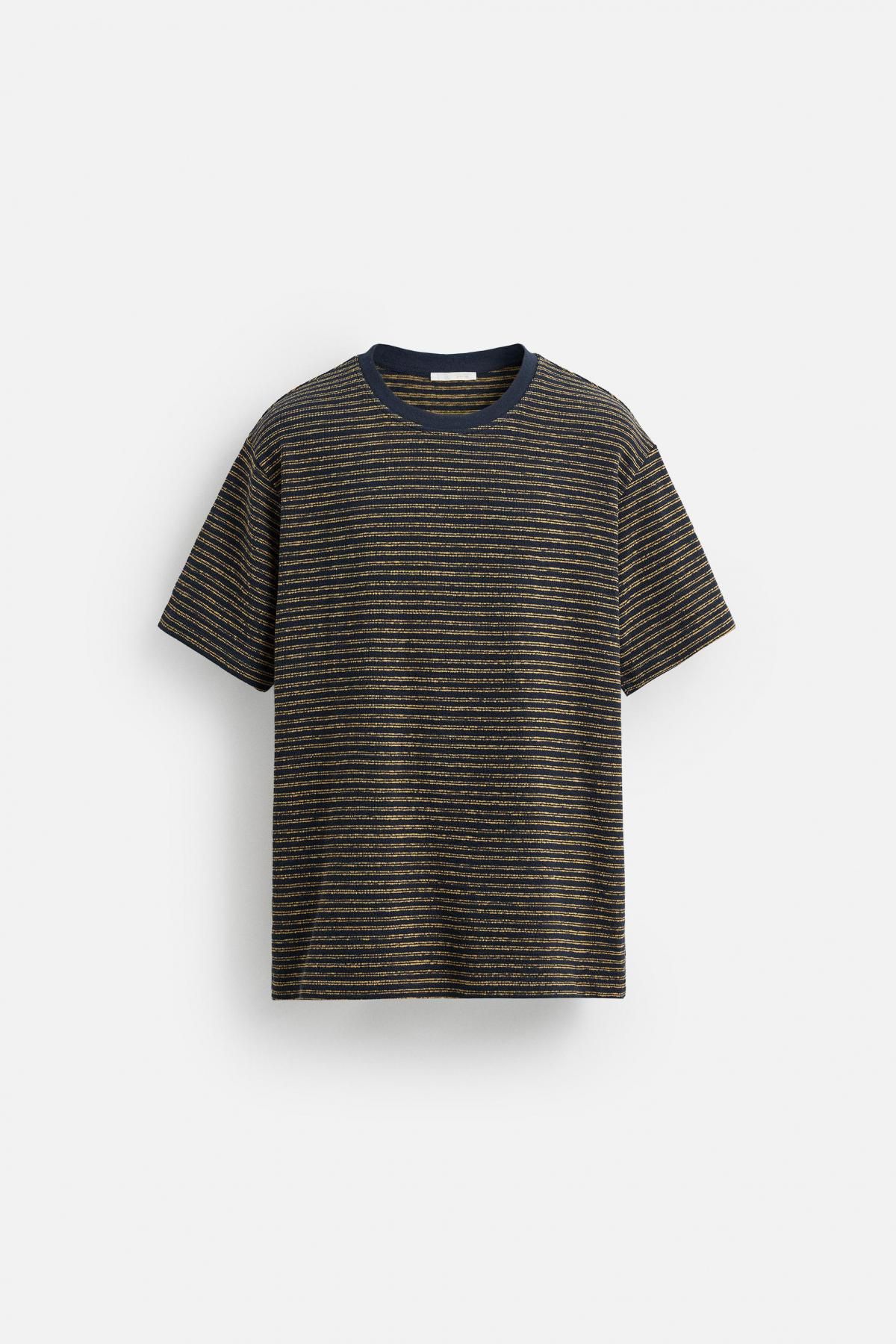 자라 스트라이프 자카드 릴렉스핏 반팔 티셔츠 5372/313 NAVY BLUE - 메인 이미지