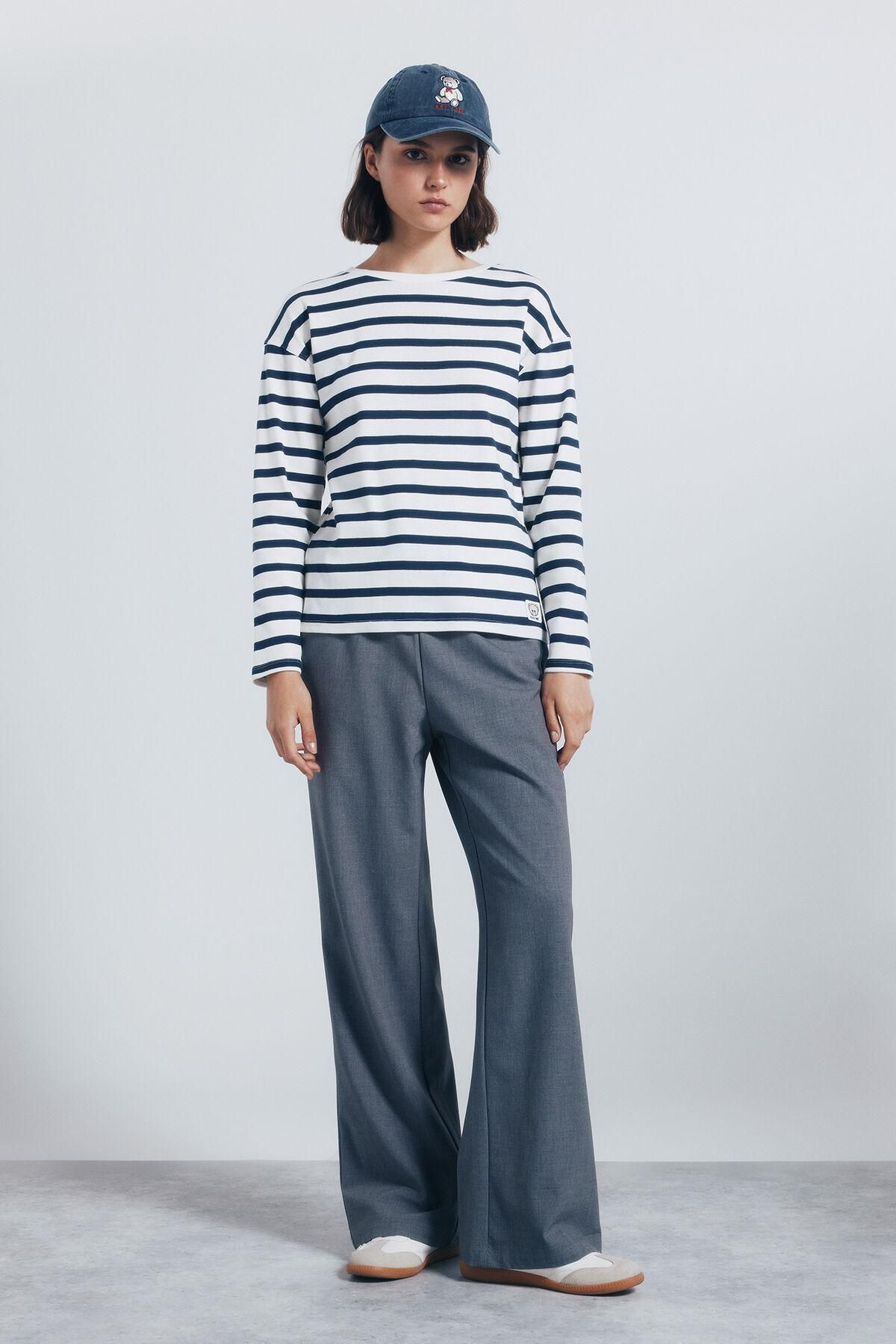 스프링필드 마린 스트라이프 긴팔 티셔츠 라운드넥 0072701 ESTAMPADO - 상세 이미지 4