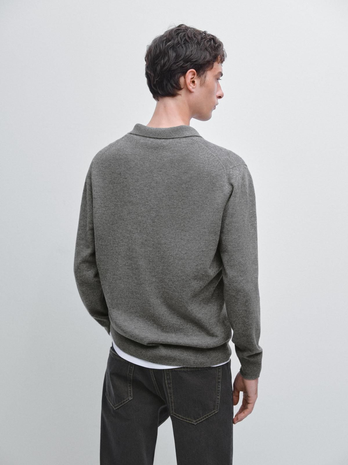 마시모두띠 테크니컬 울블렌드 그레이 니트 폴로 스웨터 1011/240 ANTHRACITE GREY - 상세 이미지 4