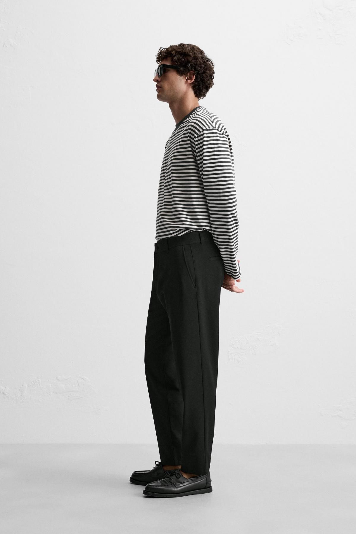 자라 텍스처 컴포트 슬림핏 팬츠 0706/648 BLACK - 상세 이미지 4
