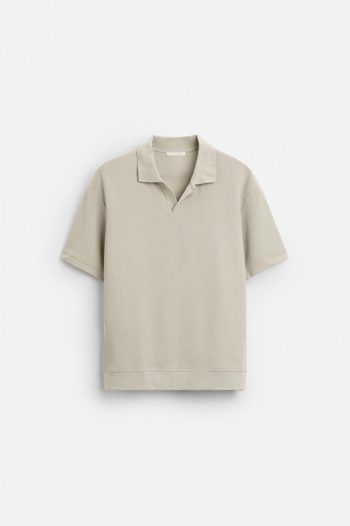 자라 텍스처 미니멀 반팔 폴로셔츠 0526/460 GREENISH - 메인 이미지