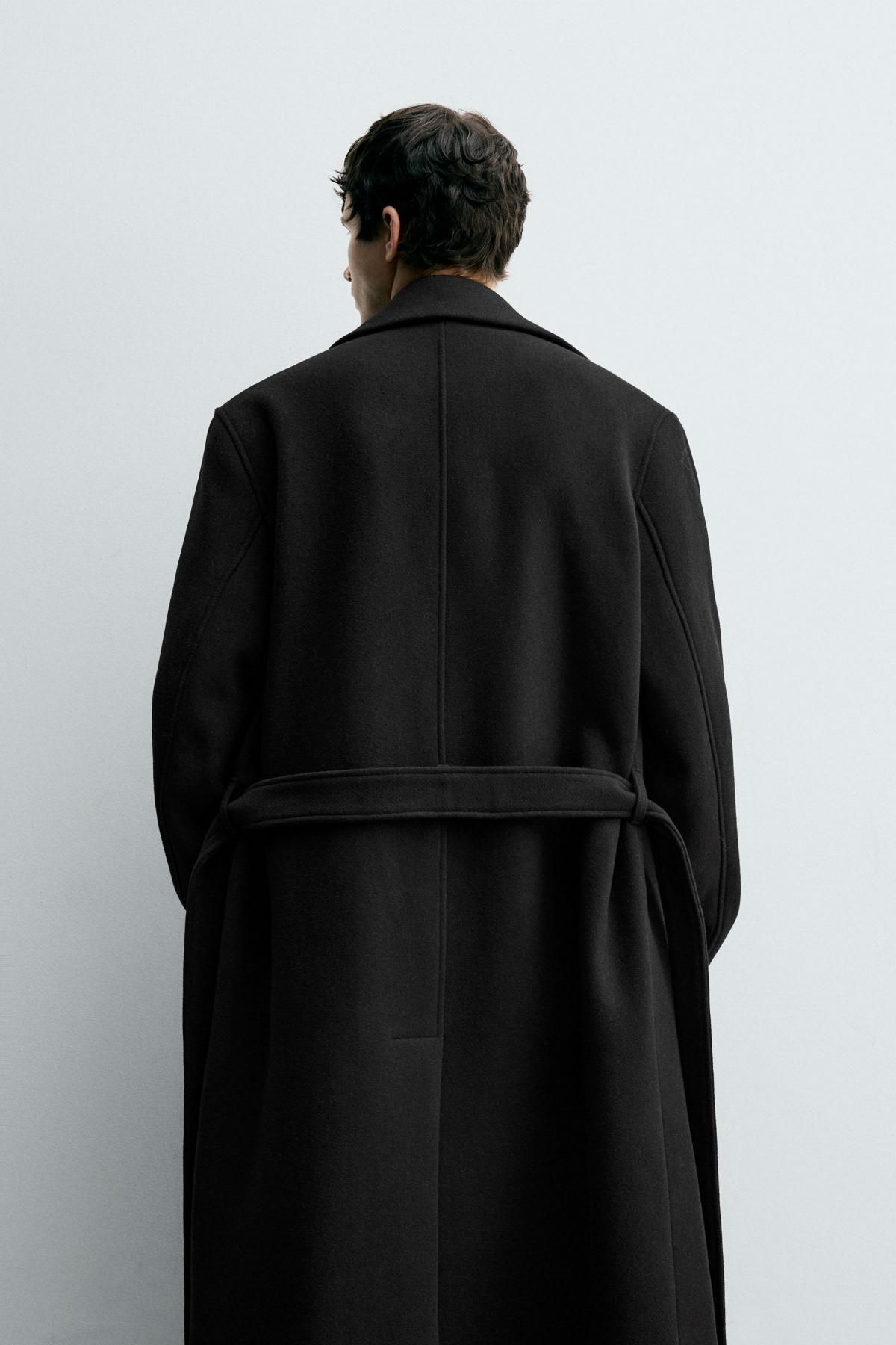 자라 클래식 더블브레스트 울블렌드 벨트 코트 2949/150 BLACK - 상세 이미지 4
