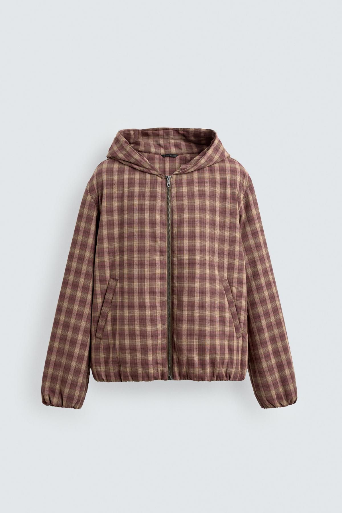 자라 체크 패딩 후드 집업 재킷 8281/460 REDDISH - 메인 이미지