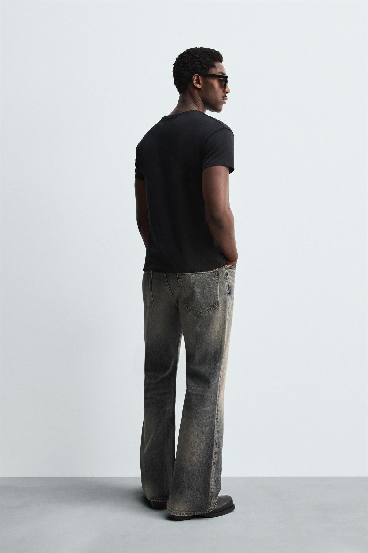자라 빈티지 워싱 와이드 플레어 데님 팬츠 6688/321 MID-GREY - 상세 이미지 4