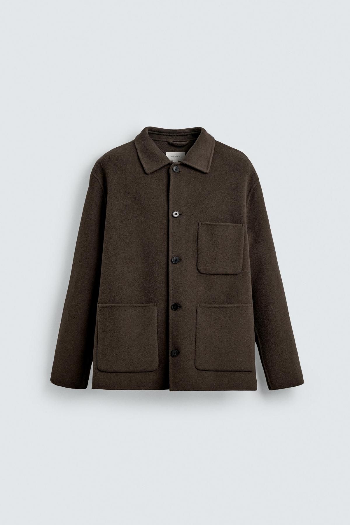 자라 루즈핏 울 테크니컬 포켓 오버셔츠 8491/306 BROWN - 메인 이미지