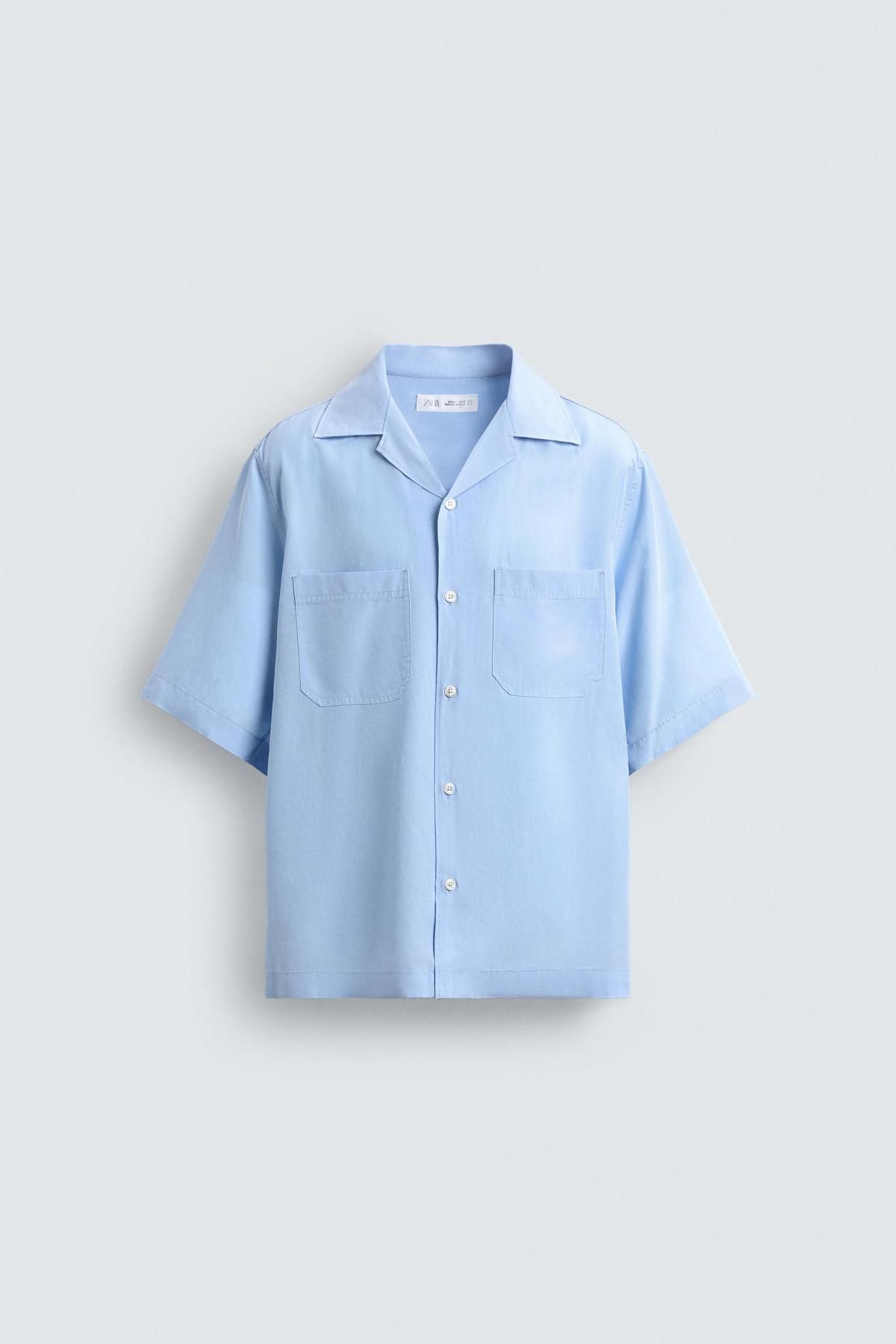 자라 테크니컬 린넨라이오셀 반팔 셔츠 5929/400 SKY BLUE - 메인 이미지