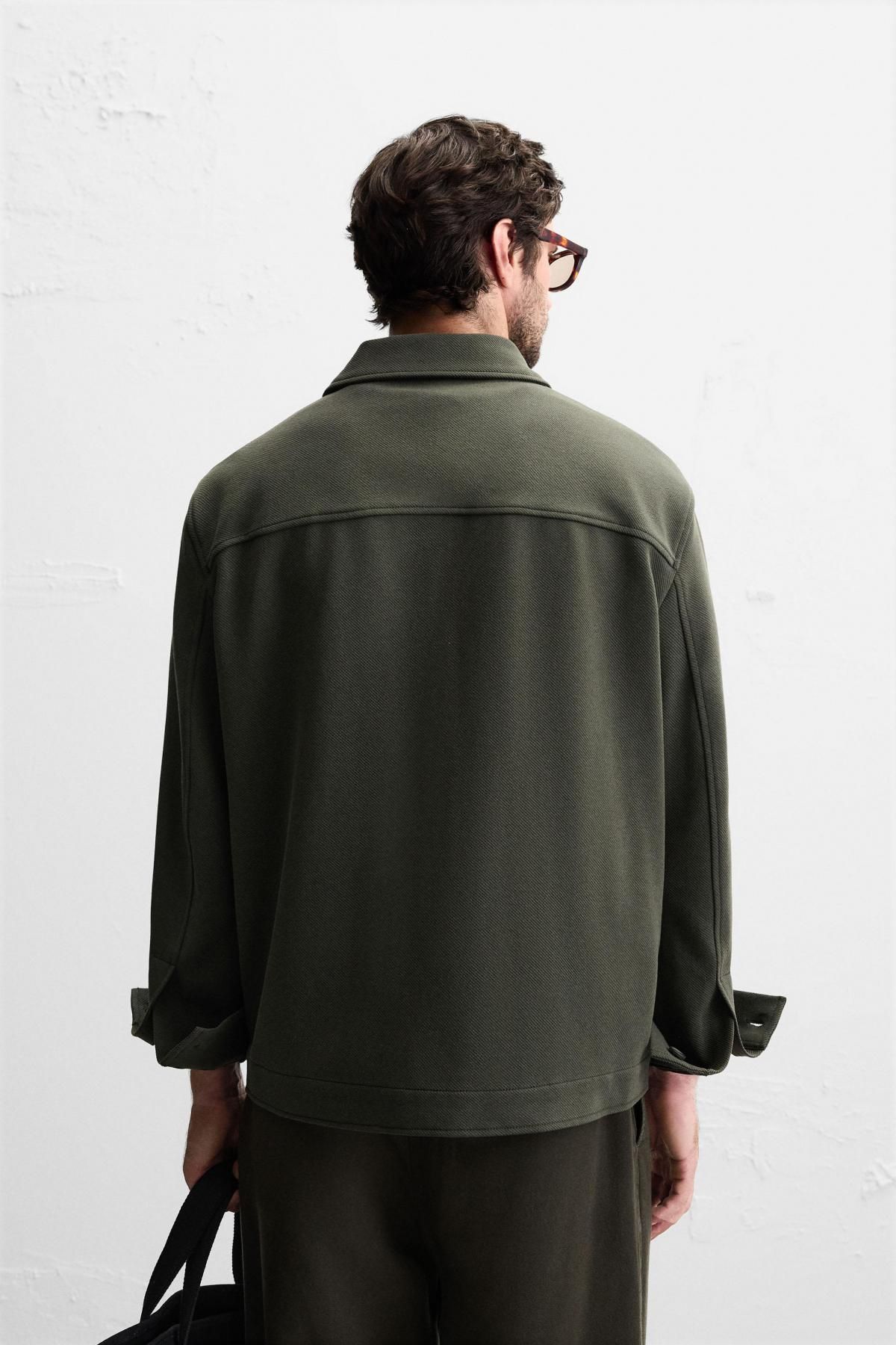 자라 테크니컬 오버핏 텍스처 오버셔츠 4333/555 DARK GREEN - 상세 이미지 4