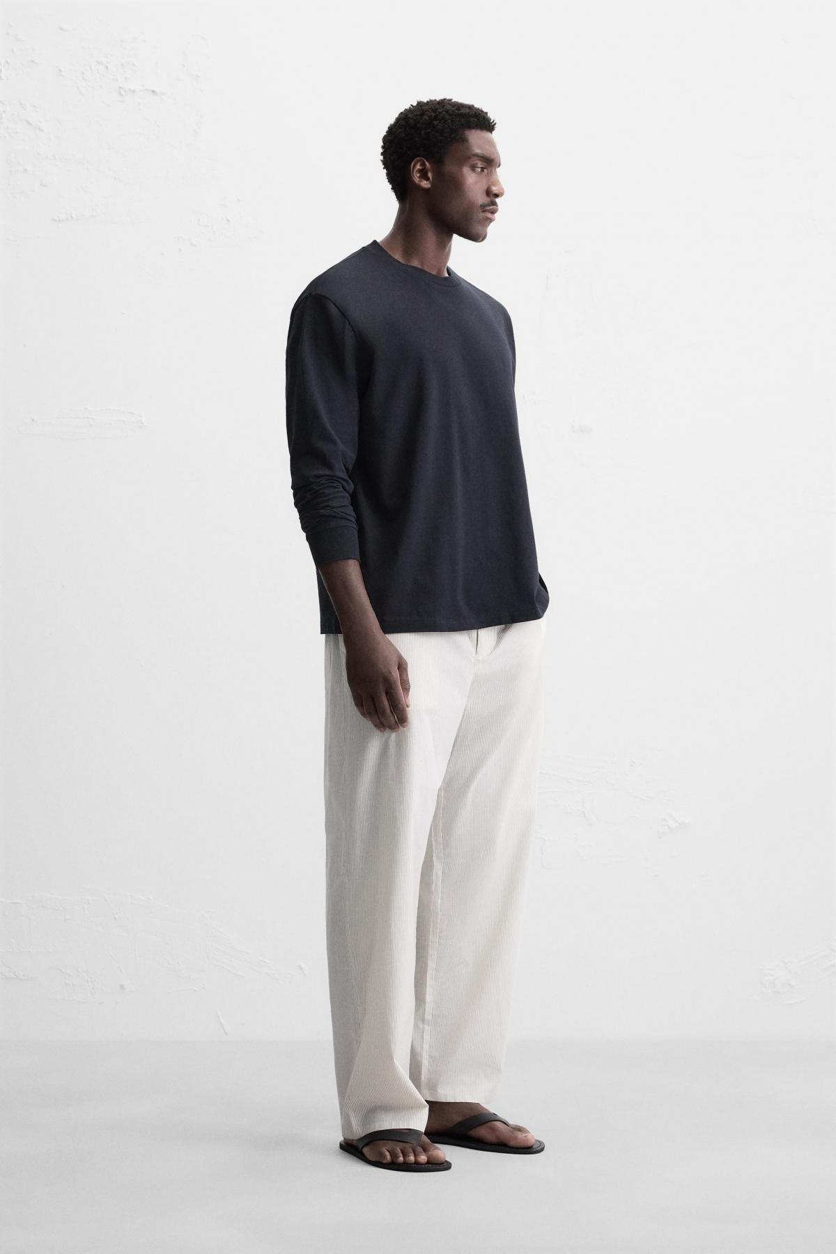 자라 미니멀 코튼 베이직 긴팔 티셔츠 4231/480 DARK NAVY - 상세 이미지 5