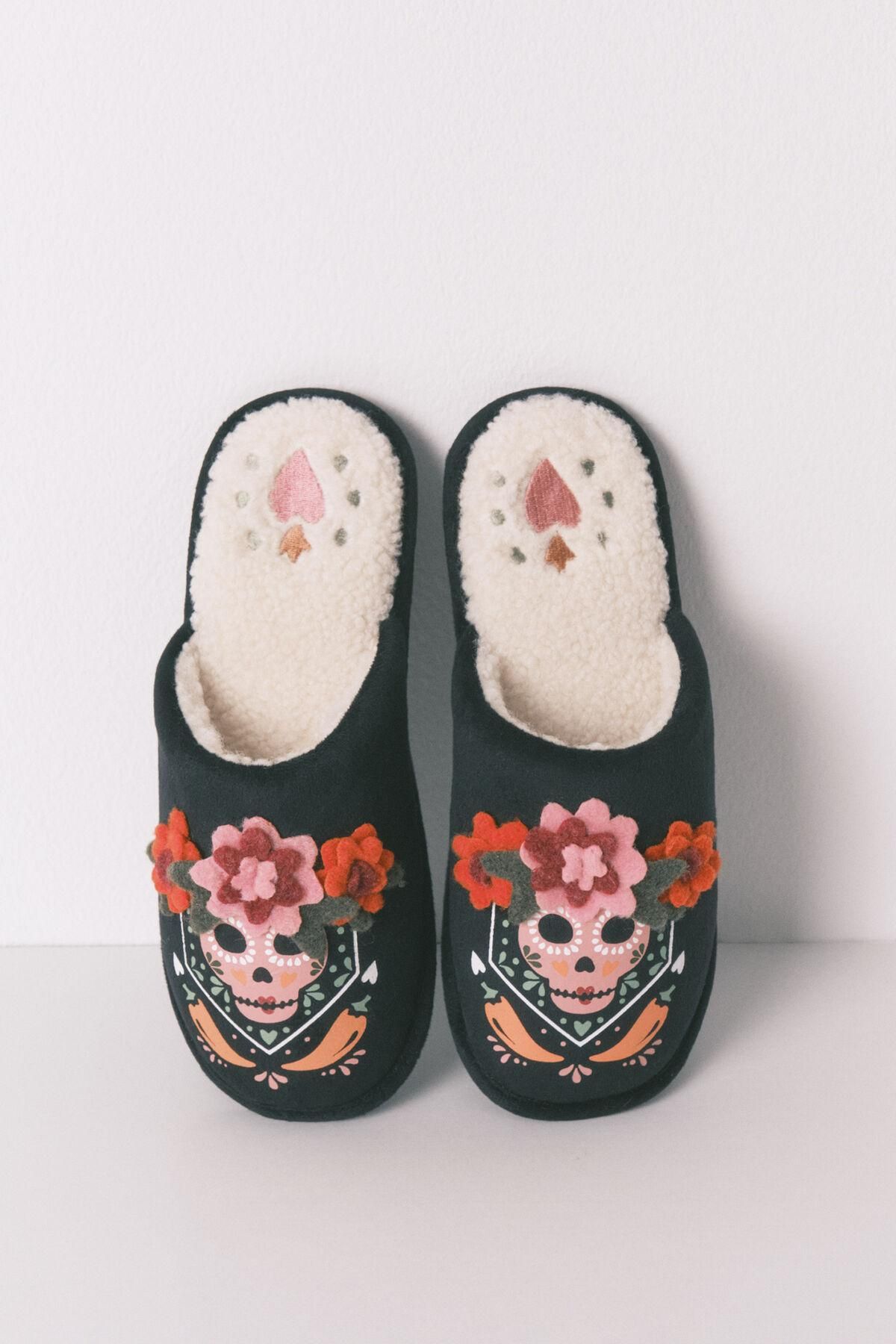 우먼시크릿 3D 플라워 프린트 실내 슬리퍼 4992539 NEGRO - 상세 이미지 2