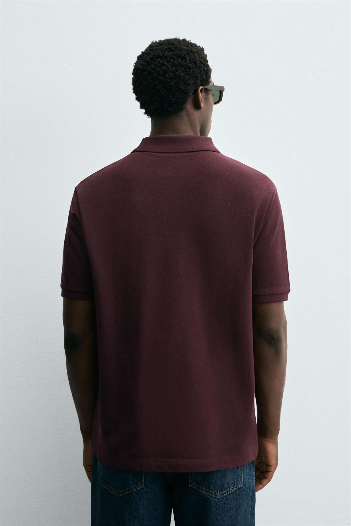 자라 버건디 워싱 피케 텍스처 반팔 폴로셔츠 9240/410 BURGUNDY - 상세 이미지 4