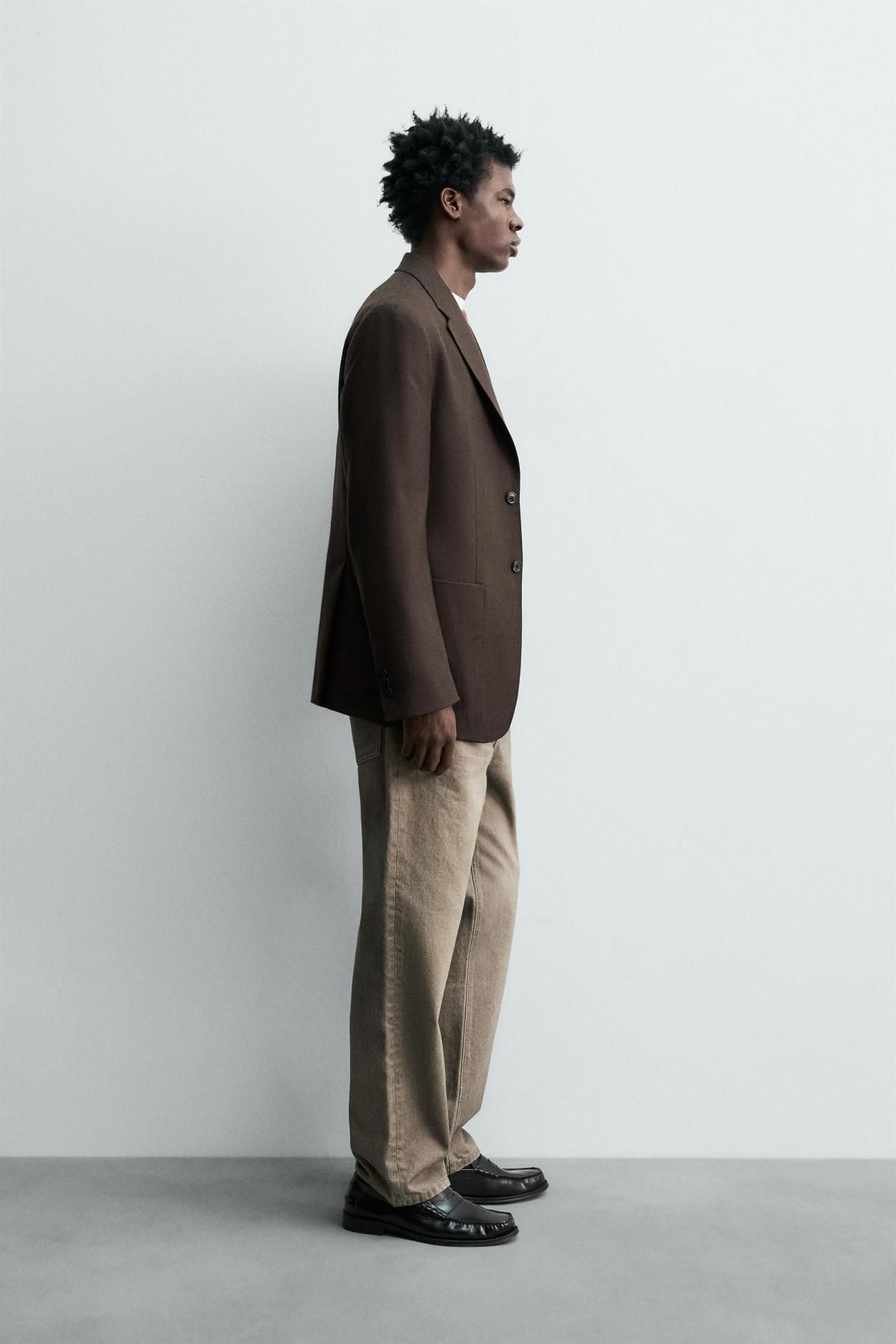 자라 이탈리안 울 클래식 테일러드 플란넬 블레이저 6767/516 CHOCOLATE - 상세 이미지 5