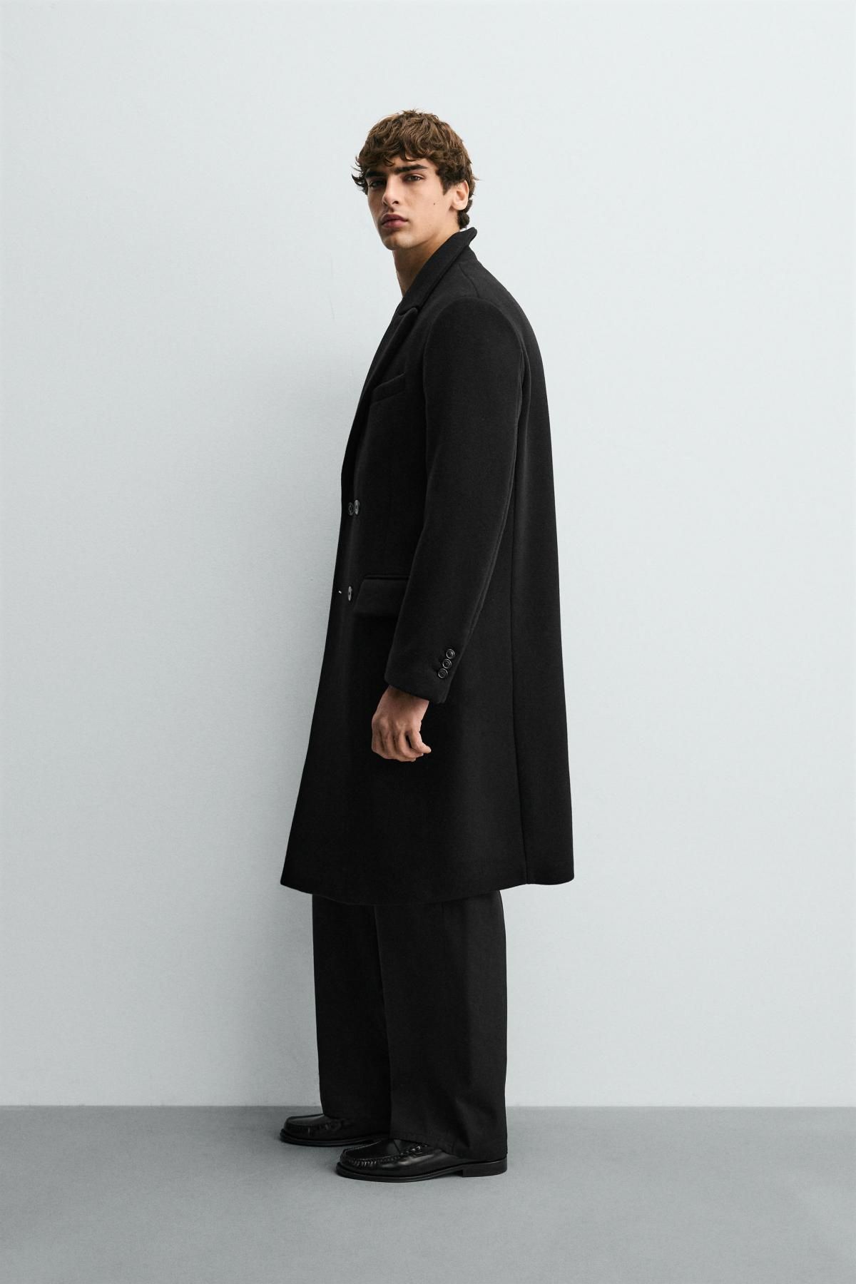 자라 이탈리안 울 혼방 더블 코트 5958/523 BLACK - 상세 이미지 5