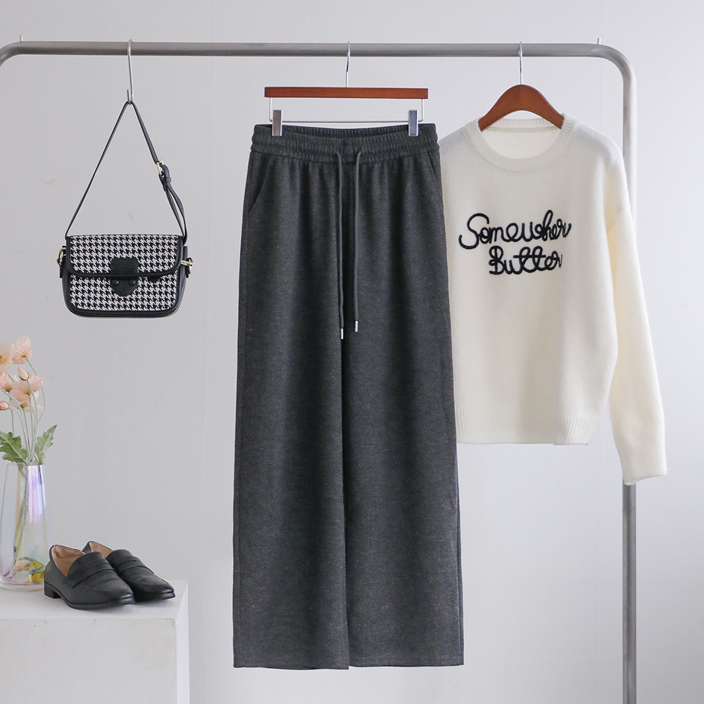 [오픈할인/정상가15800] 리폰트 헤링본 울 와이드 일자핏 밴딩 슬랙스 팬츠 - 상세 이미지 3