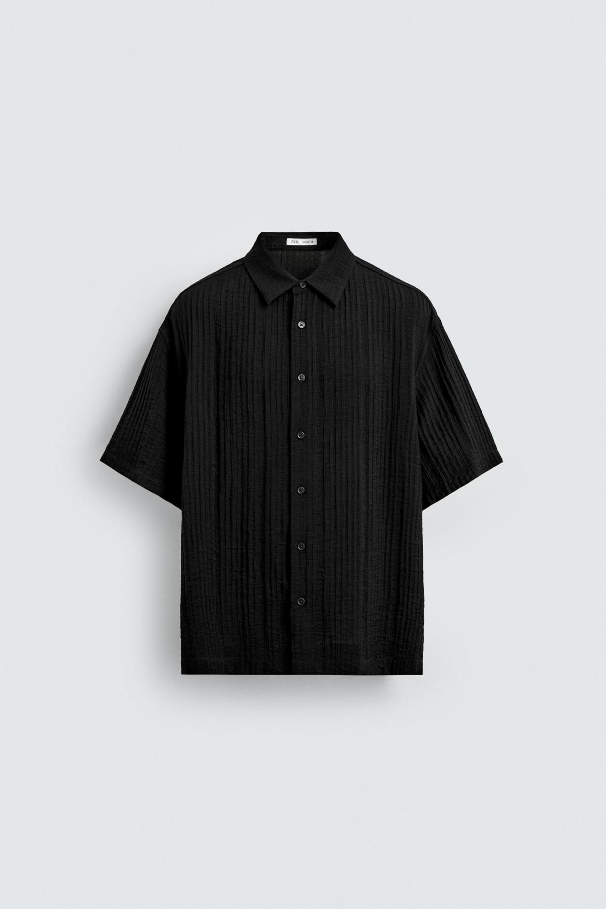자라 테크니컬 플루이드 텍스처 반팔 셔츠 2548/101 BLACK - 메인 이미지